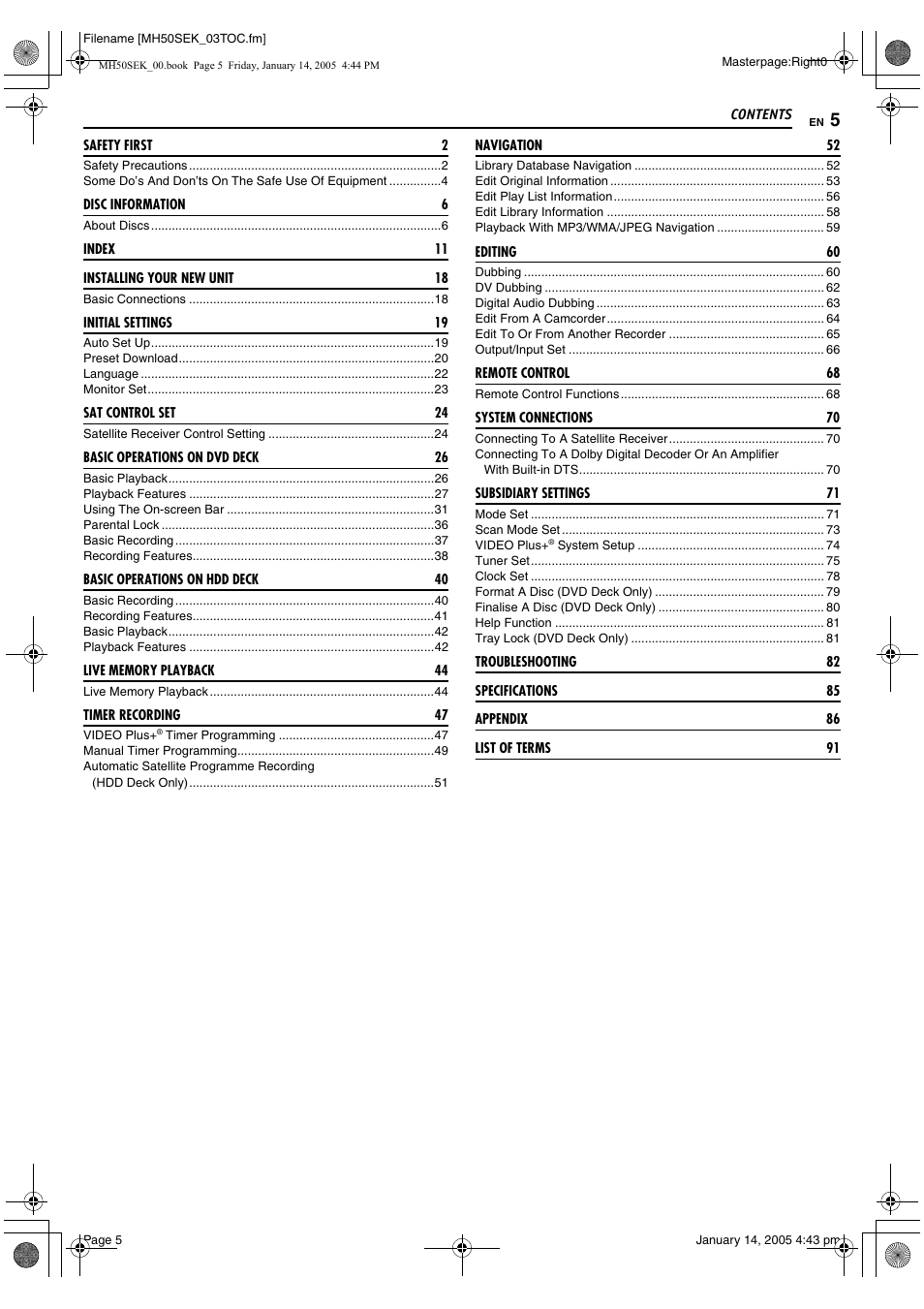 JVC LPT1029-001A User Manual | Page 5 / 92