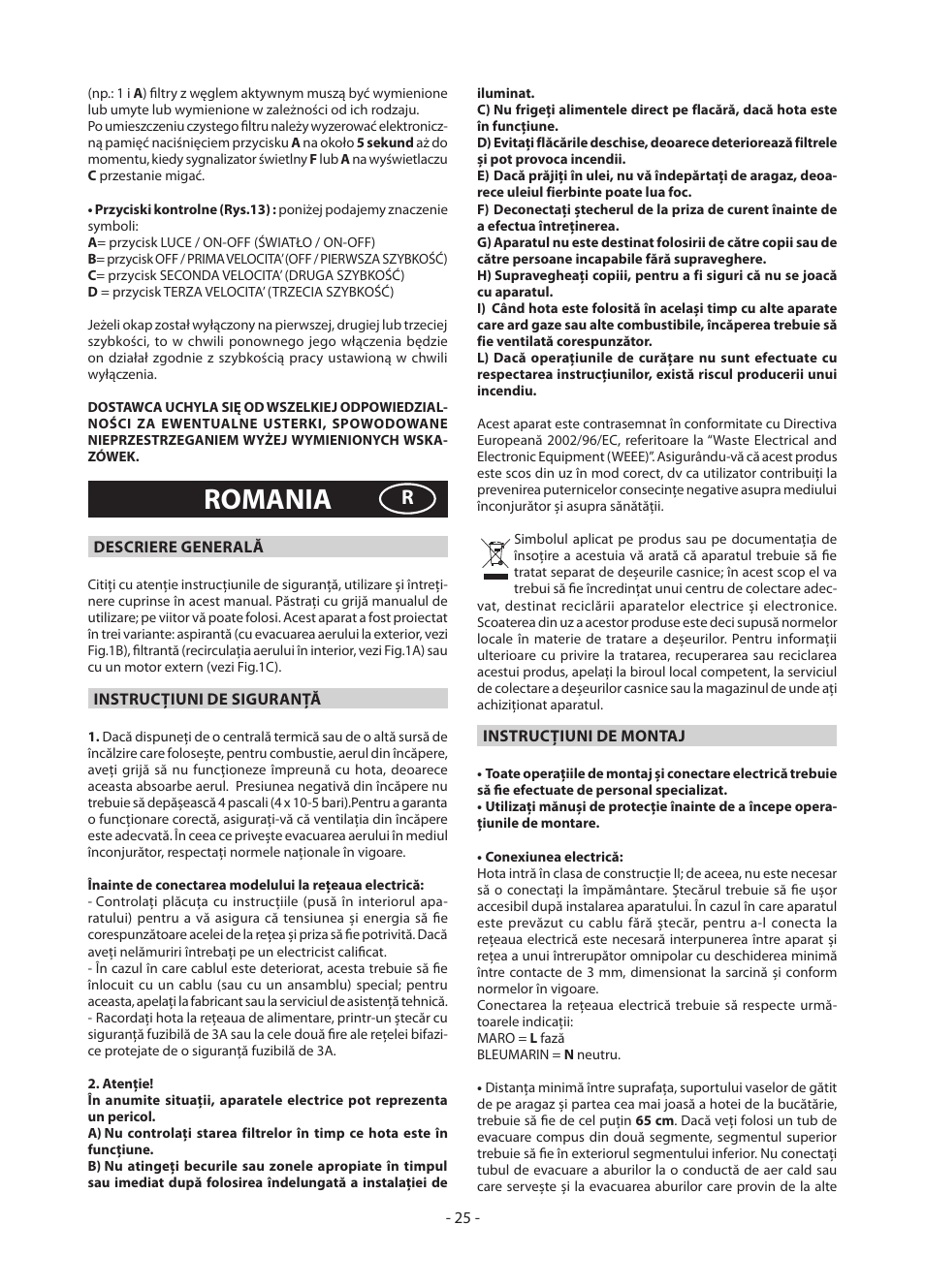 Romania | DeLonghi KD-AE60IX User Manual | Page 25 / 60