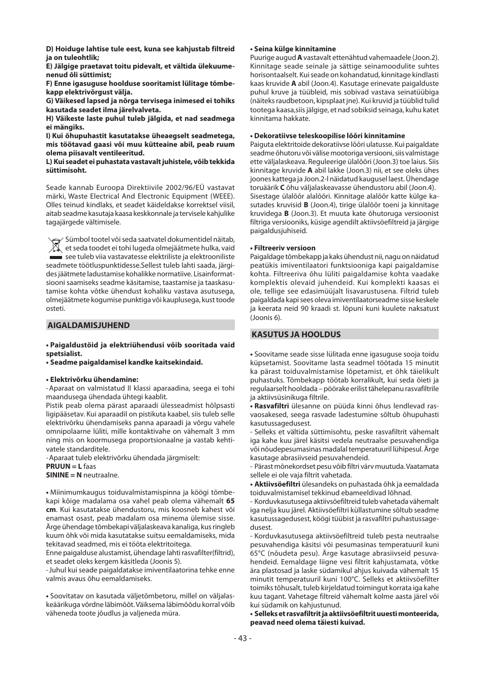 DeLonghi KD-AE60IX User Manual | Page 43 / 60