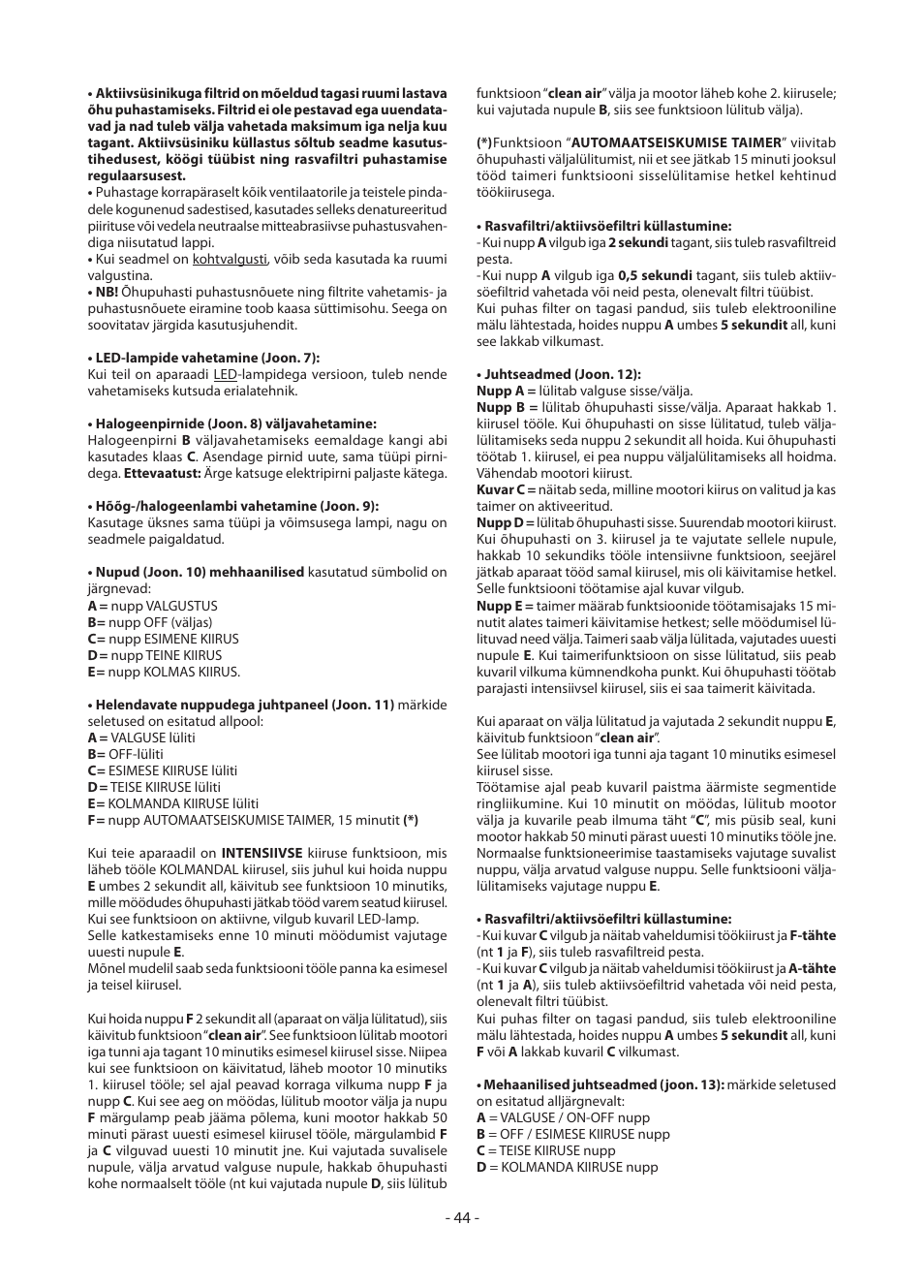 DeLonghi KD-AE60IX User Manual | Page 44 / 60