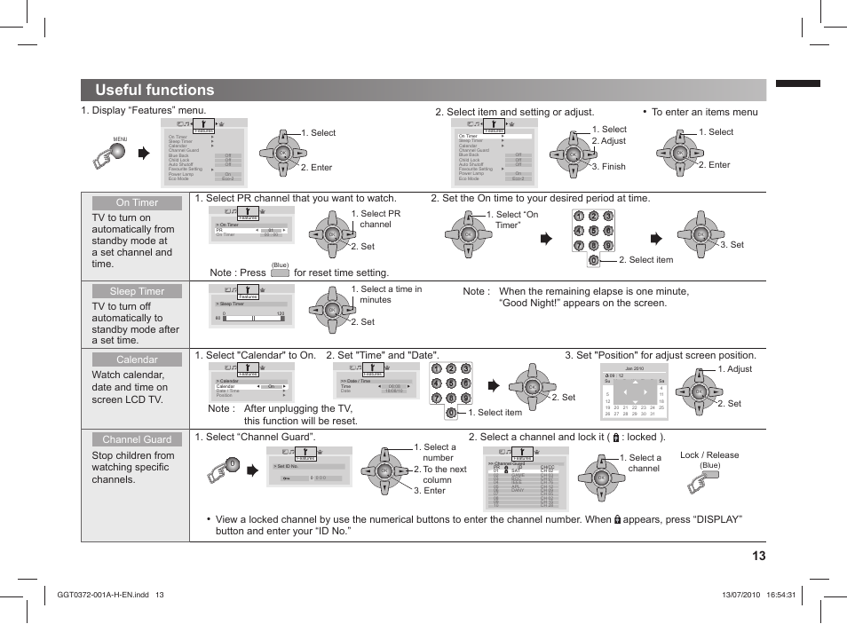 Useful functions | JVC GGT0372-001A-H User Manual | Page 13 / 20