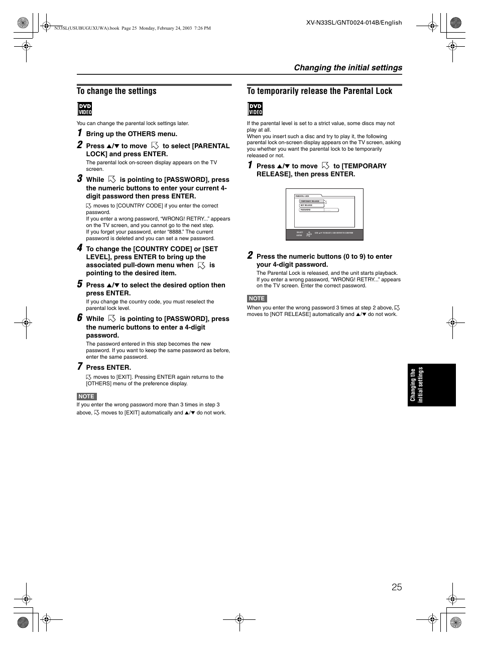Changing the initial settings | JVC XV-N33SL User Manual | Page 27 / 35