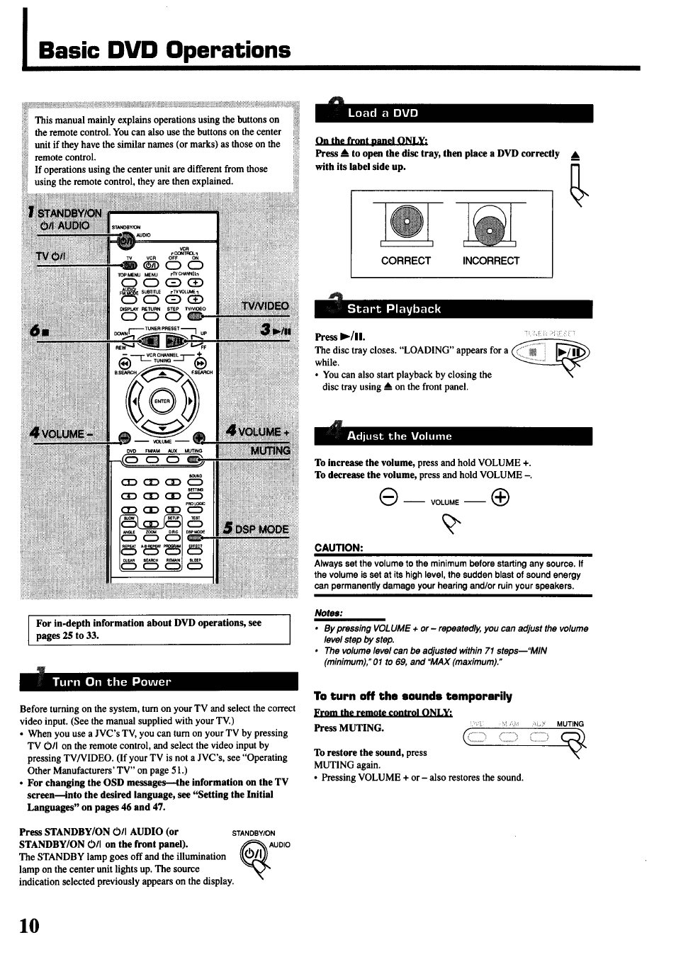Basic dvd operations | JVC TH-45 User Manual | Page 12 / 117