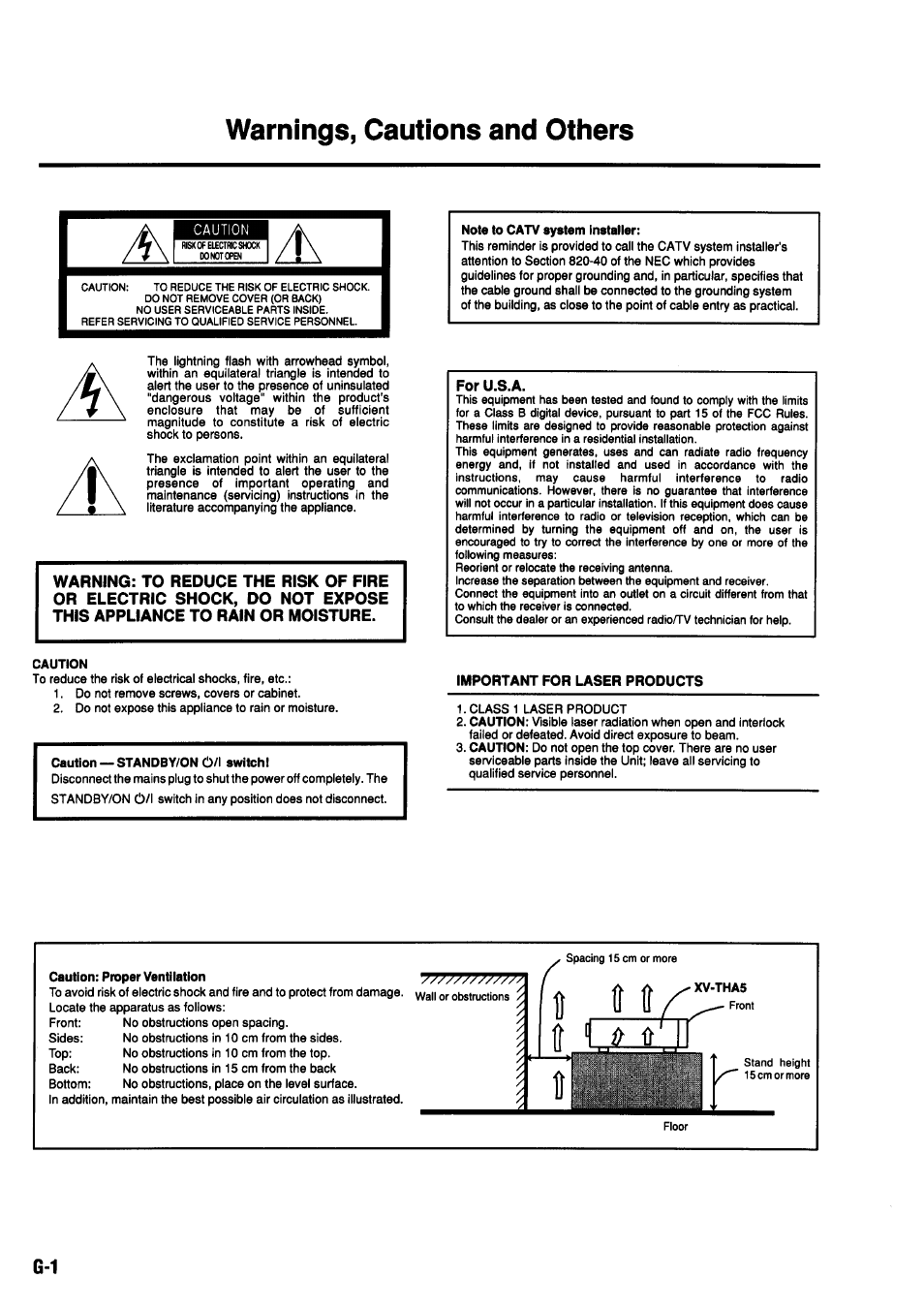 Warnings, cautions and others | JVC TH-45 User Manual | Page 2 / 117