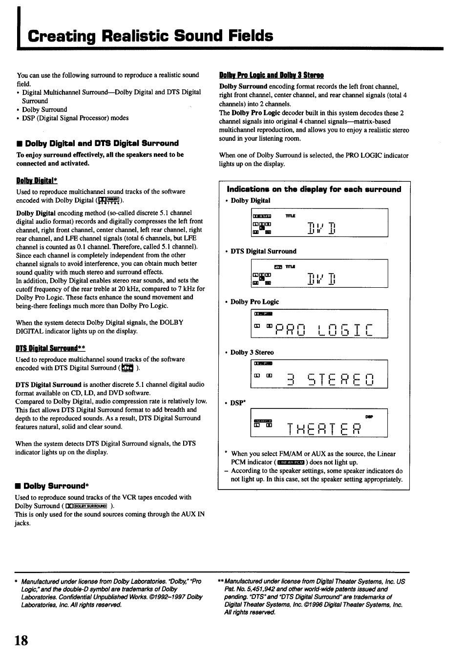 Creating realistic sound fields | JVC TH-45 User Manual | Page 20 / 117