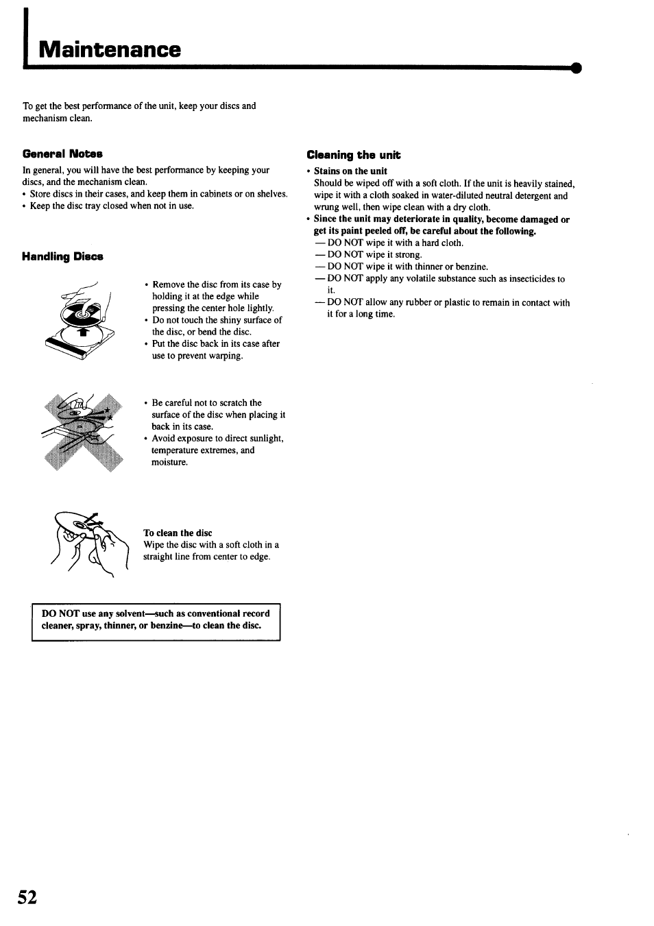 Maintenance | JVC TH-45 User Manual | Page 54 / 117