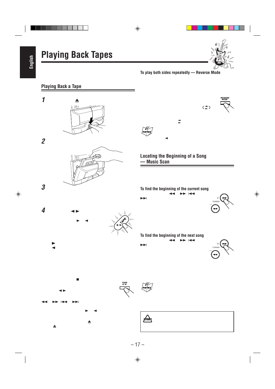 Playing back tapes | JVC CA-MXGT80  ES User Manual | Page 22 / 40