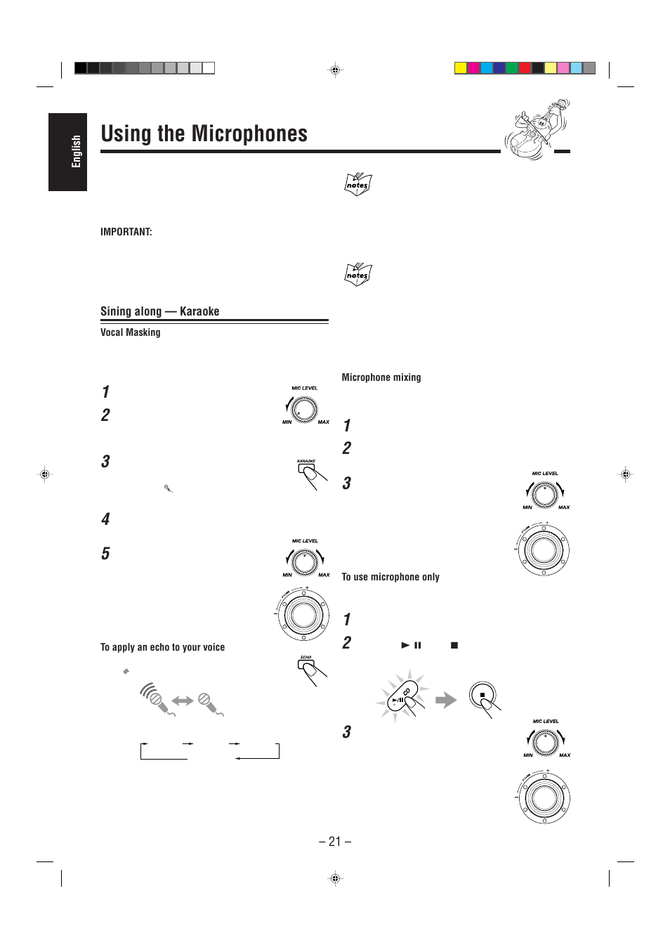 Using the microphones | JVC CA-MXGT80  ES User Manual | Page 26 / 40