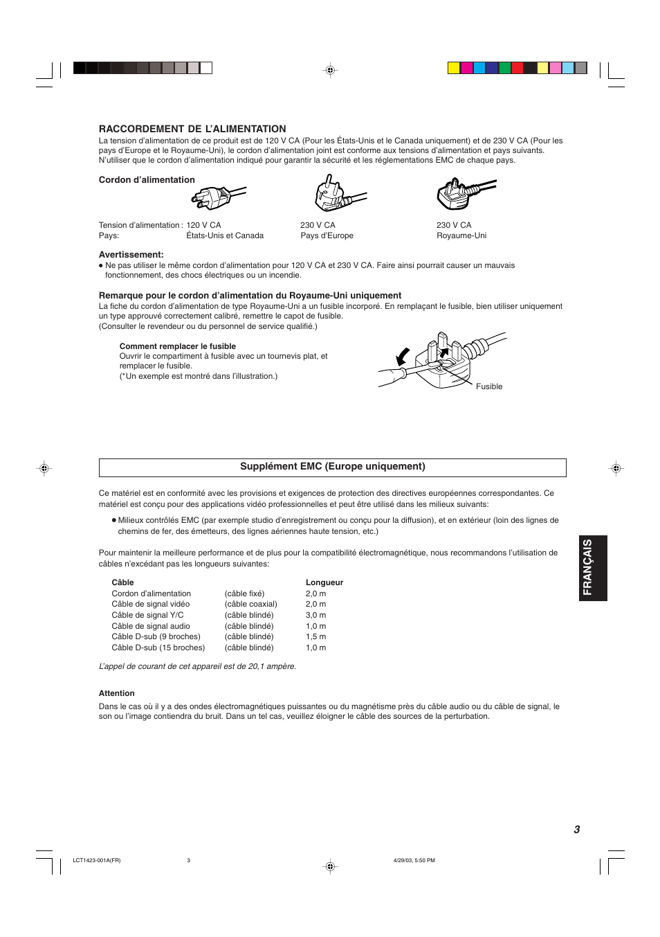 Fran ç ais | JVC DT-V1910CG User Manual | Page 101 / 228