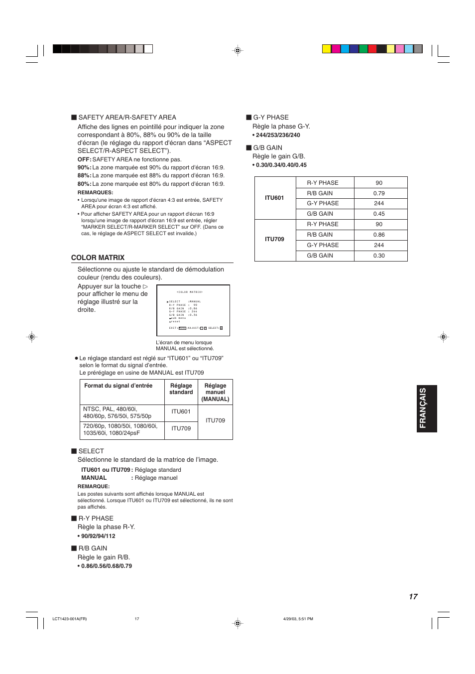 Fran ç ais | JVC DT-V1910CG User Manual | Page 115 / 228