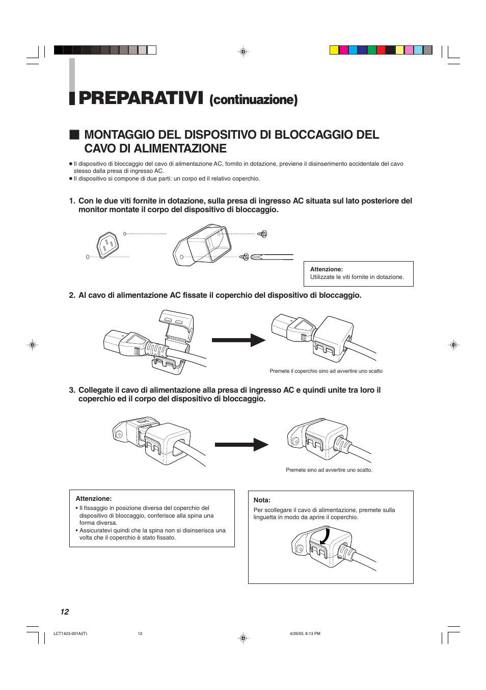 Preparativi, Continuazione) | JVC DT-V1910CG User Manual | Page 142 / 228