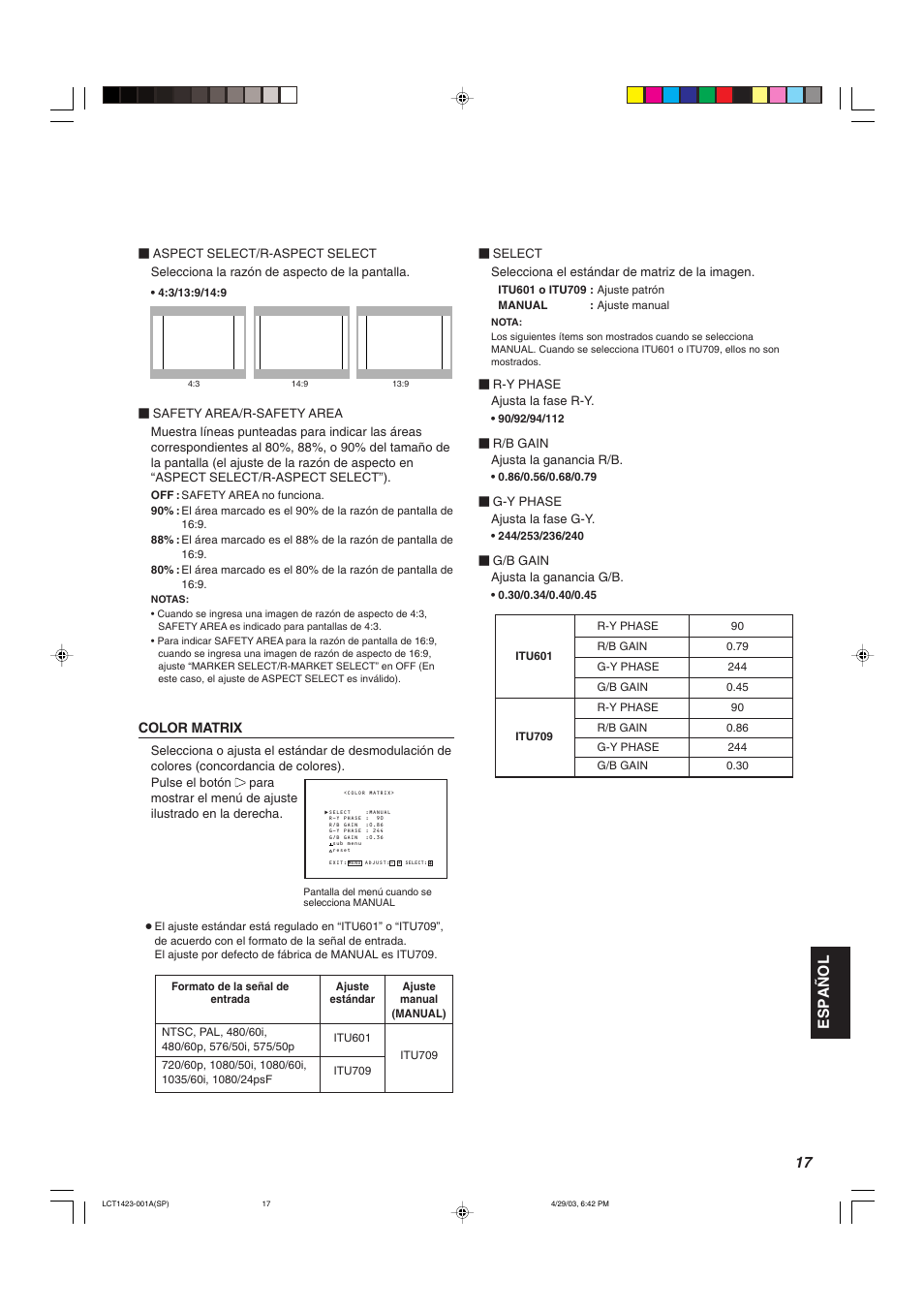 Espa ñ ol | JVC DT-V1910CG User Manual | Page 179 / 228