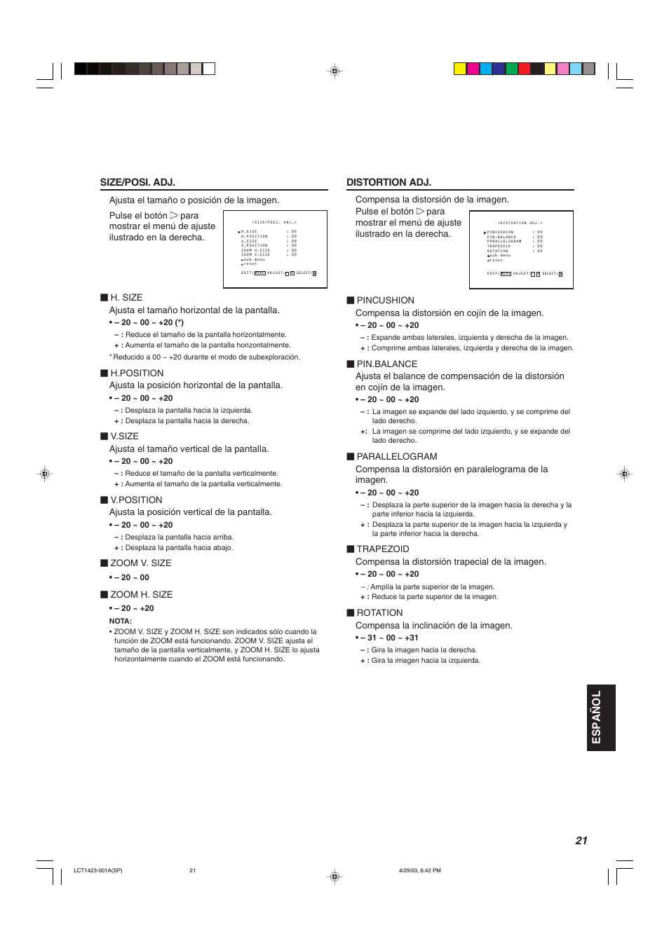 Espa ñ ol | JVC DT-V1910CG User Manual | Page 183 / 228