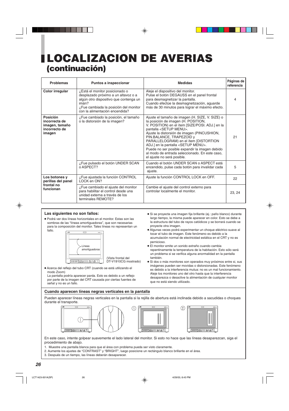 Localizacion de averias, Continuación) | JVC DT-V1910CG User Manual | Page 188 / 228