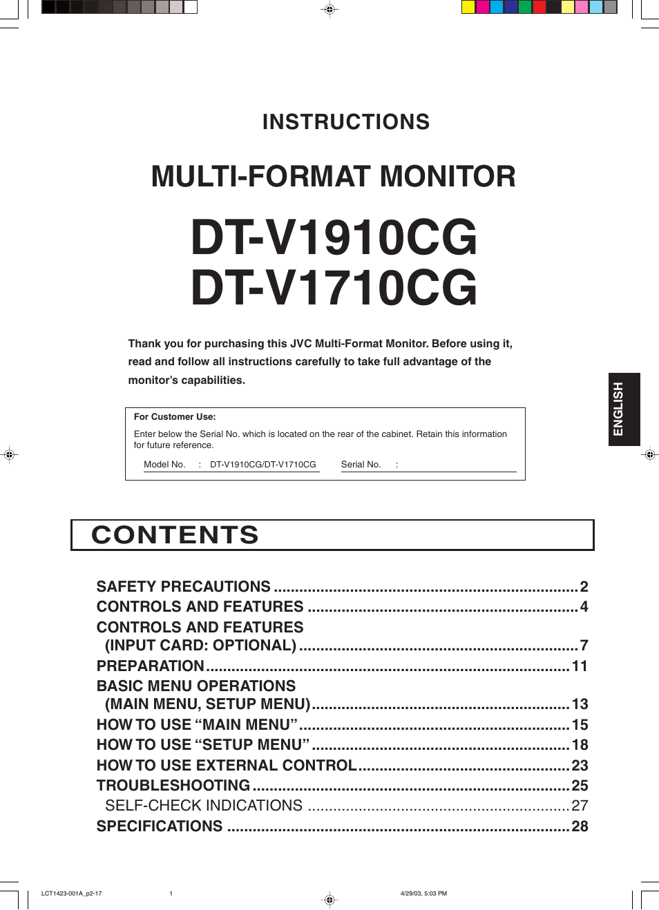 JVC DT-V1910CG User Manual | Page 35 / 228