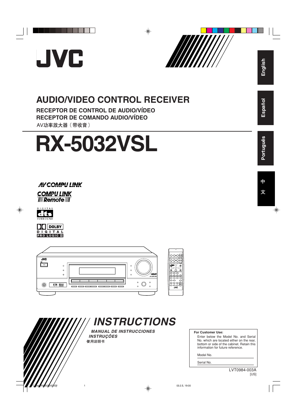 JVC RX-5032VSL User Manual | 38 pages