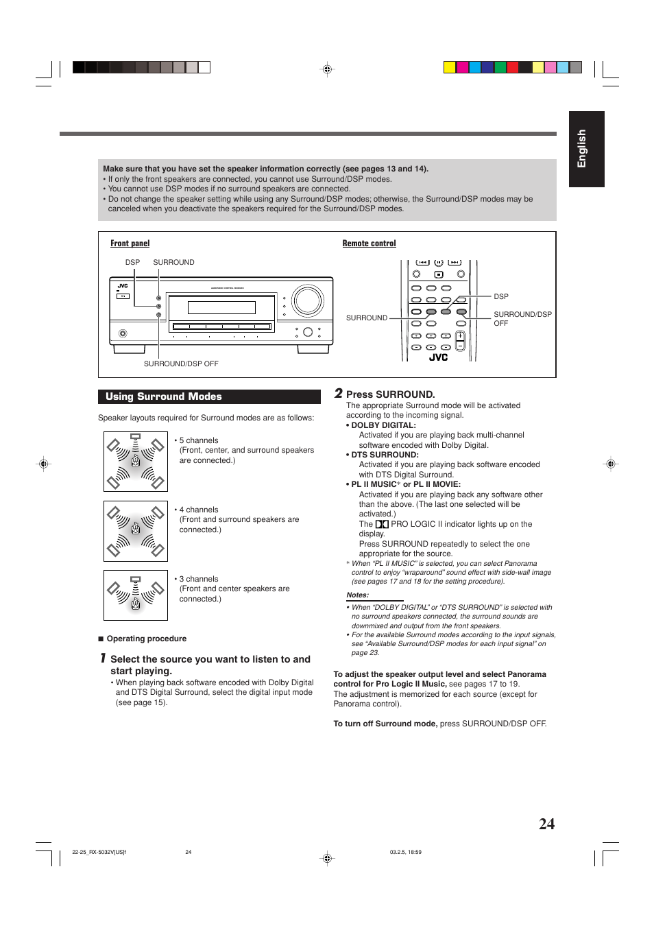 Creating realistic sound fields, English | JVC RX-5032VSL User Manual | Page 27 / 38