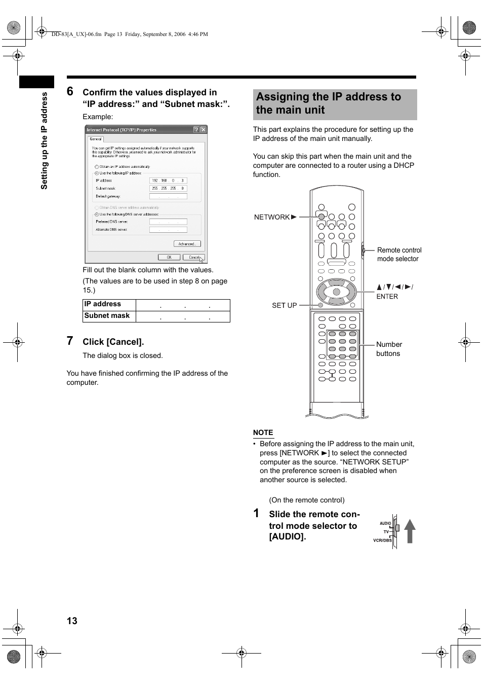 Assigning the ip address to the main unit | JVC DD-3 User Manual | Page 160 / 168