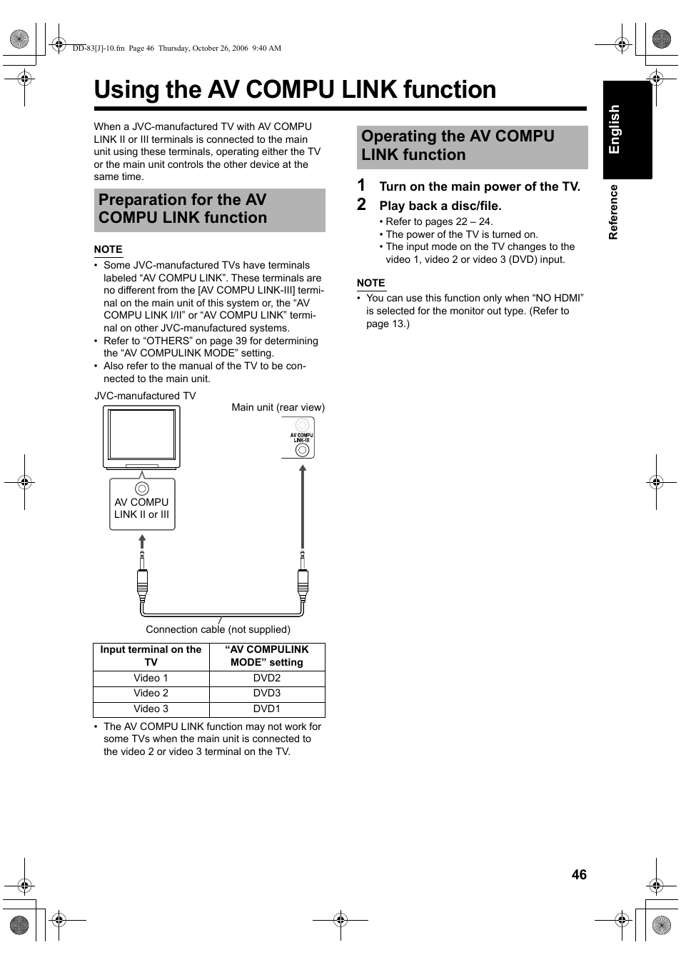 Using the av compu link function, Preparation for the av compu link function, Operating the av compu link function | JVC DD-3 User Manual | Page 51 / 168