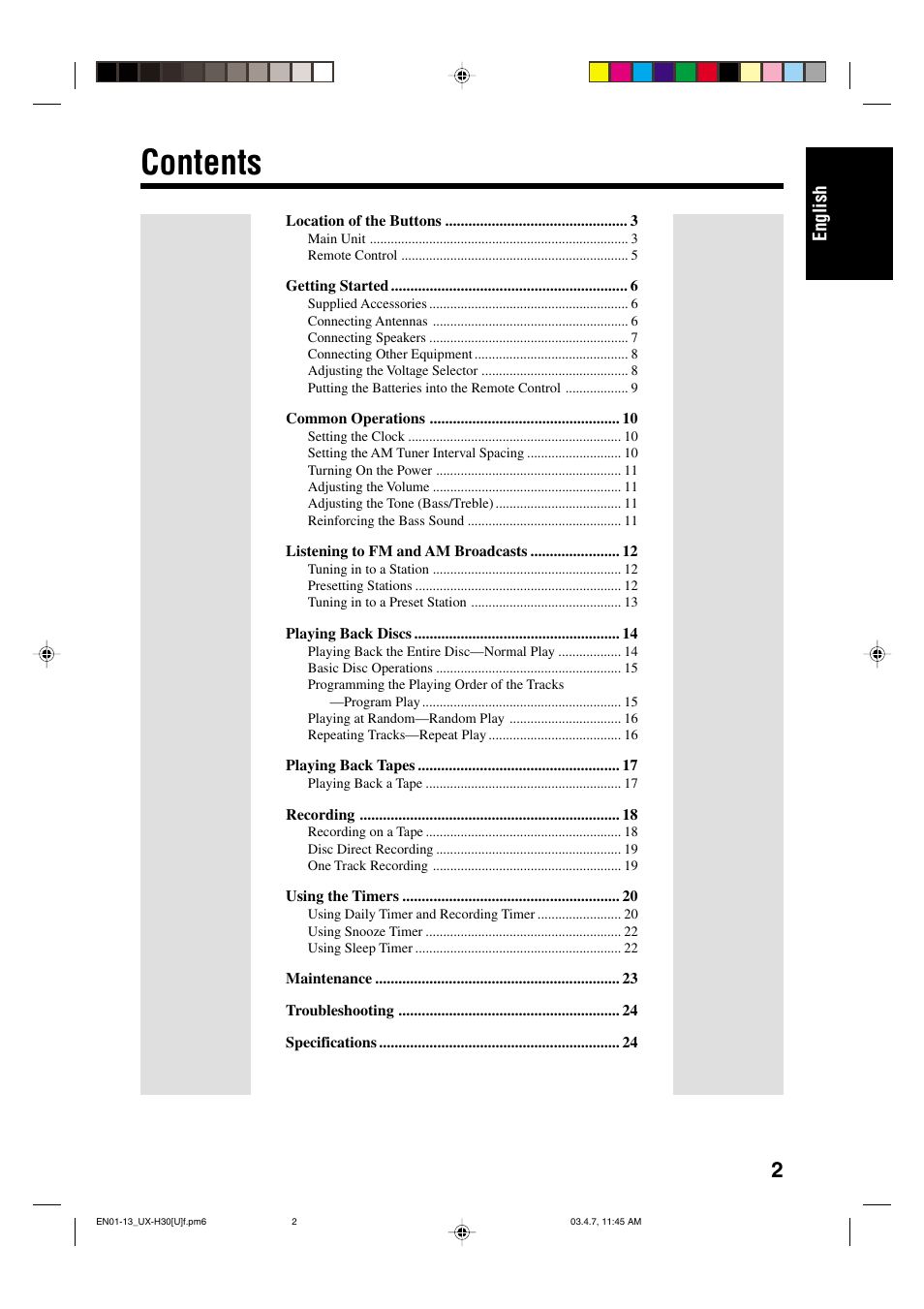 JVC UX-H35 EN User Manual | Page 5 / 28