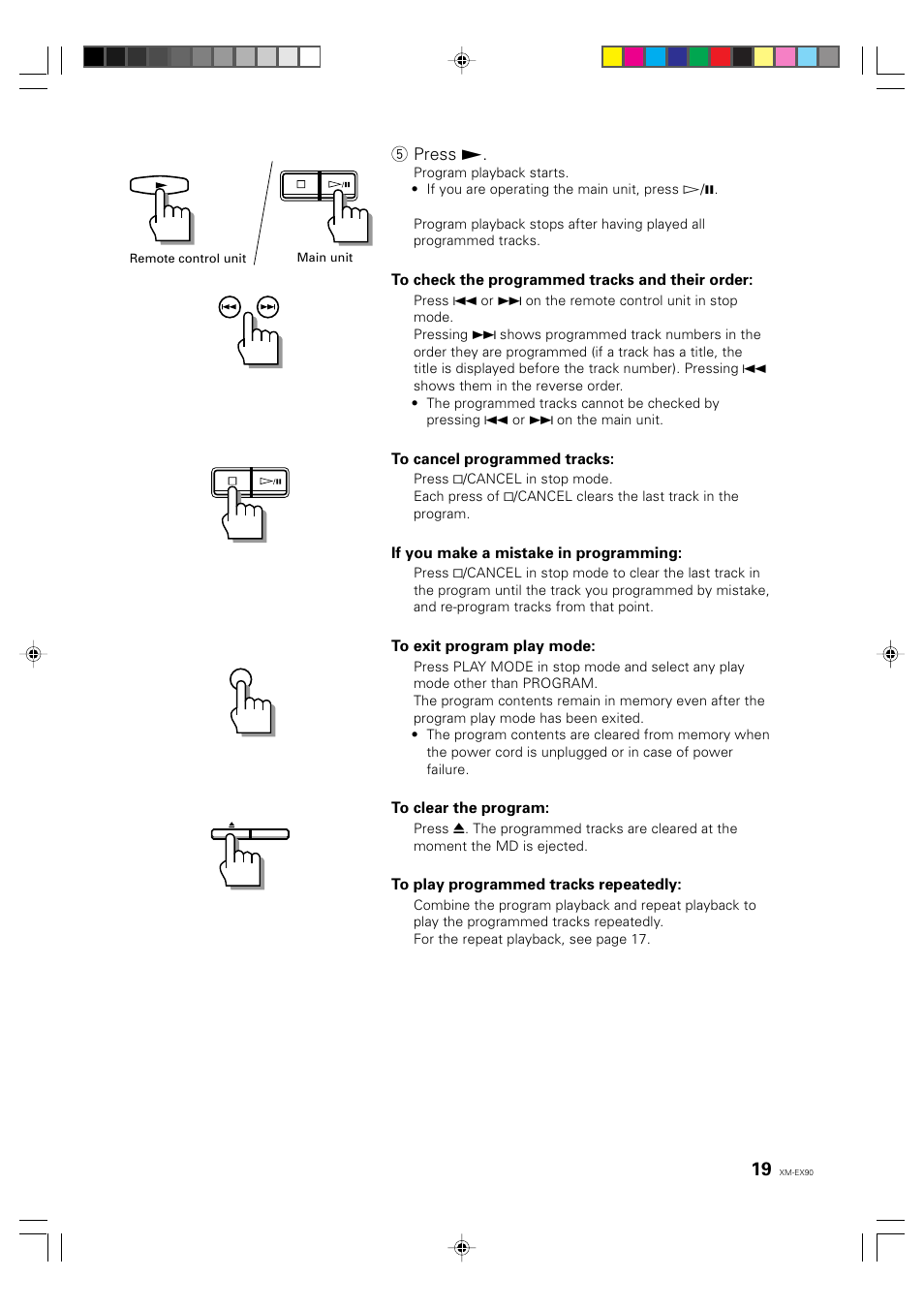 5 press | JVC XM-EX90 User Manual | Page 19 / 60