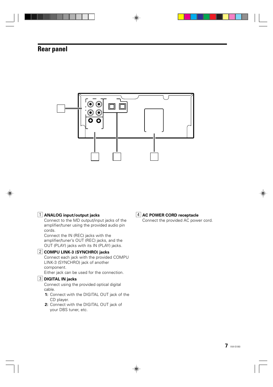 Rear panel | JVC XM-EX90 User Manual | Page 7 / 60