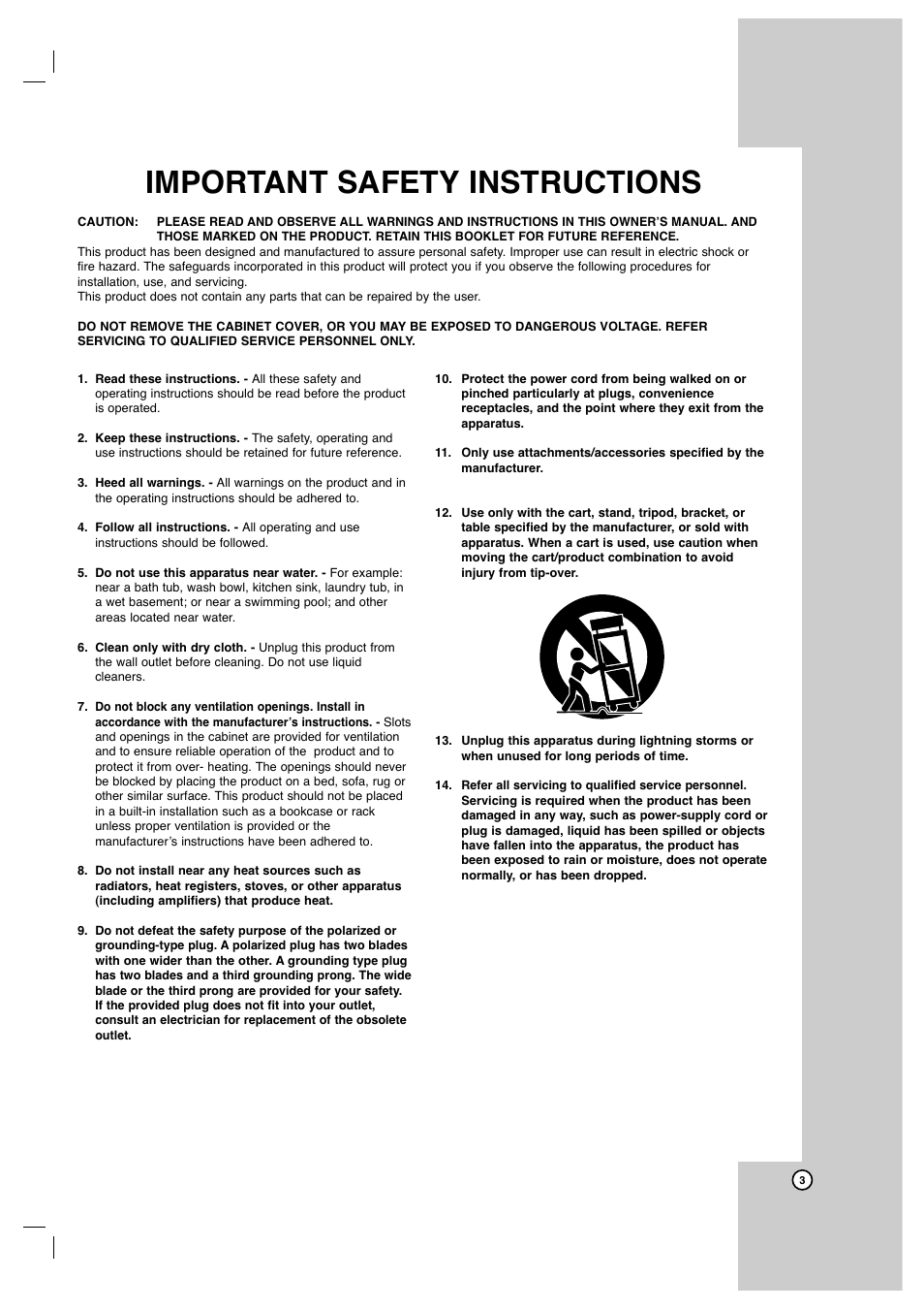 Important safety instructions | JVC XVN350B User Manual | Page 3 / 24