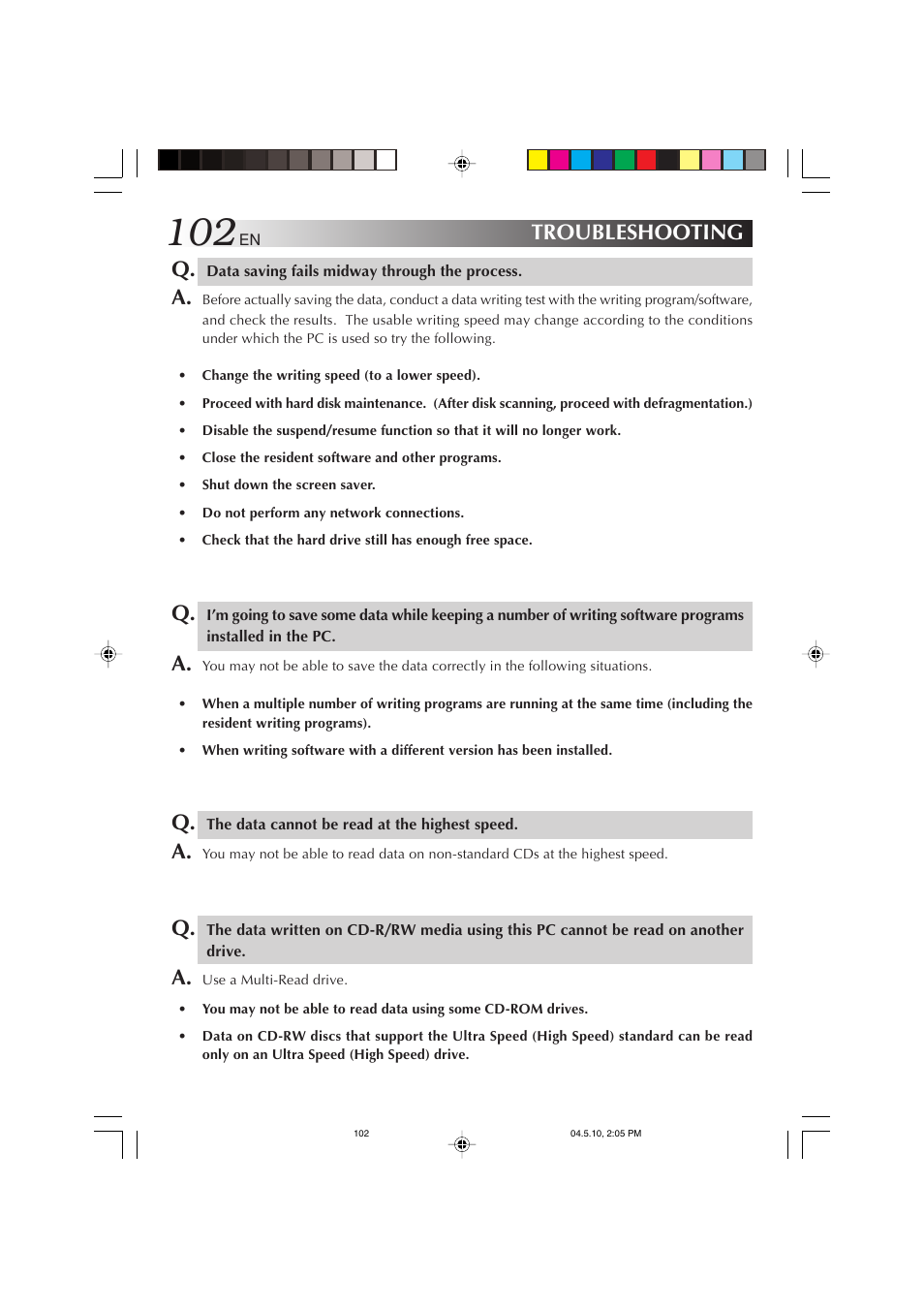 Troubleshooting q | JVC MP-XV841US User Manual | Page 102 / 114