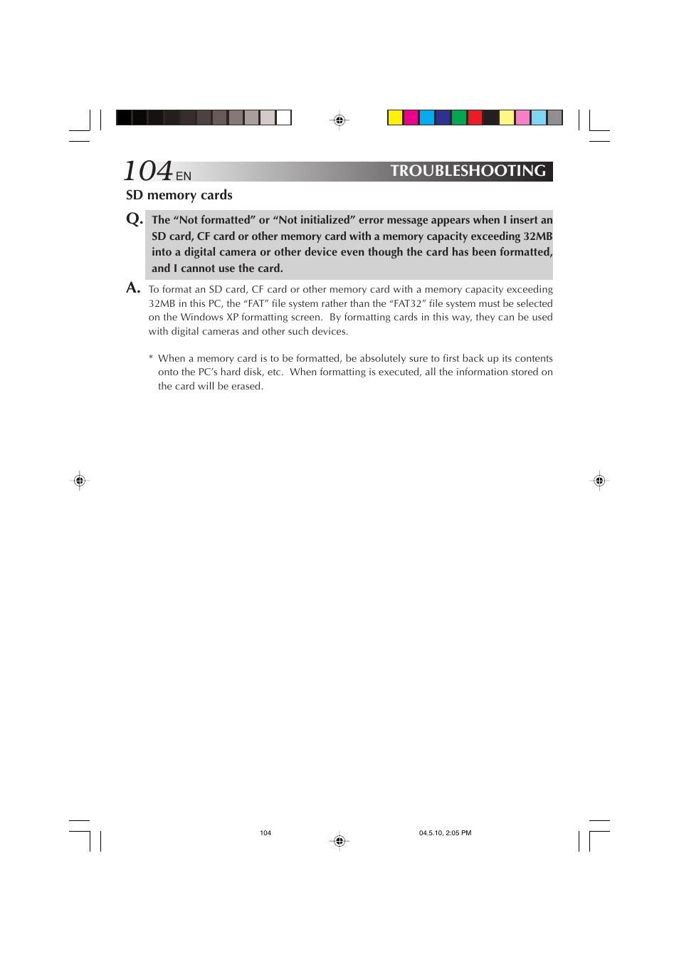Troubleshooting | JVC MP-XV841US User Manual | Page 104 / 114