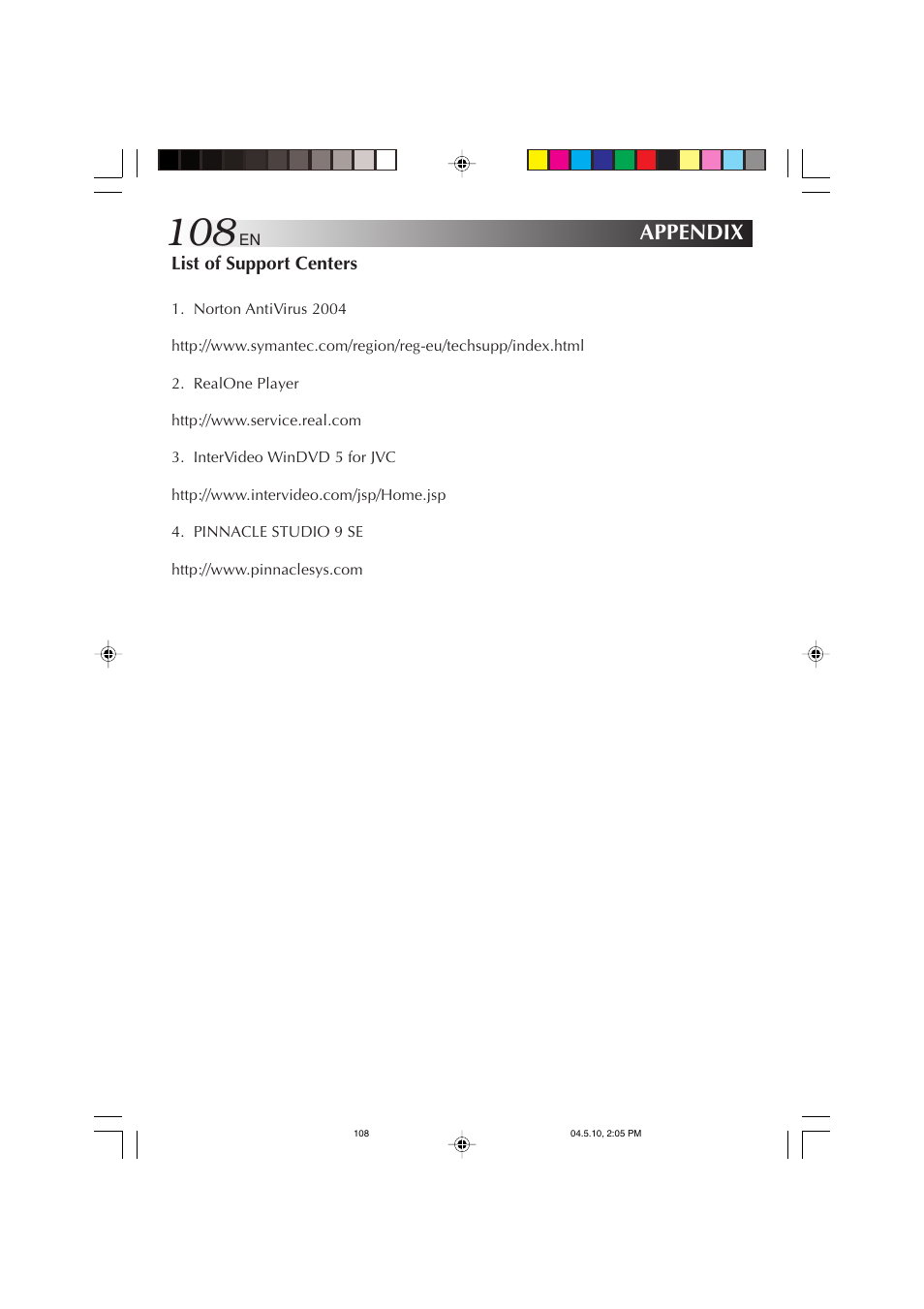 Appendix | JVC MP-XV841US User Manual | Page 108 / 114