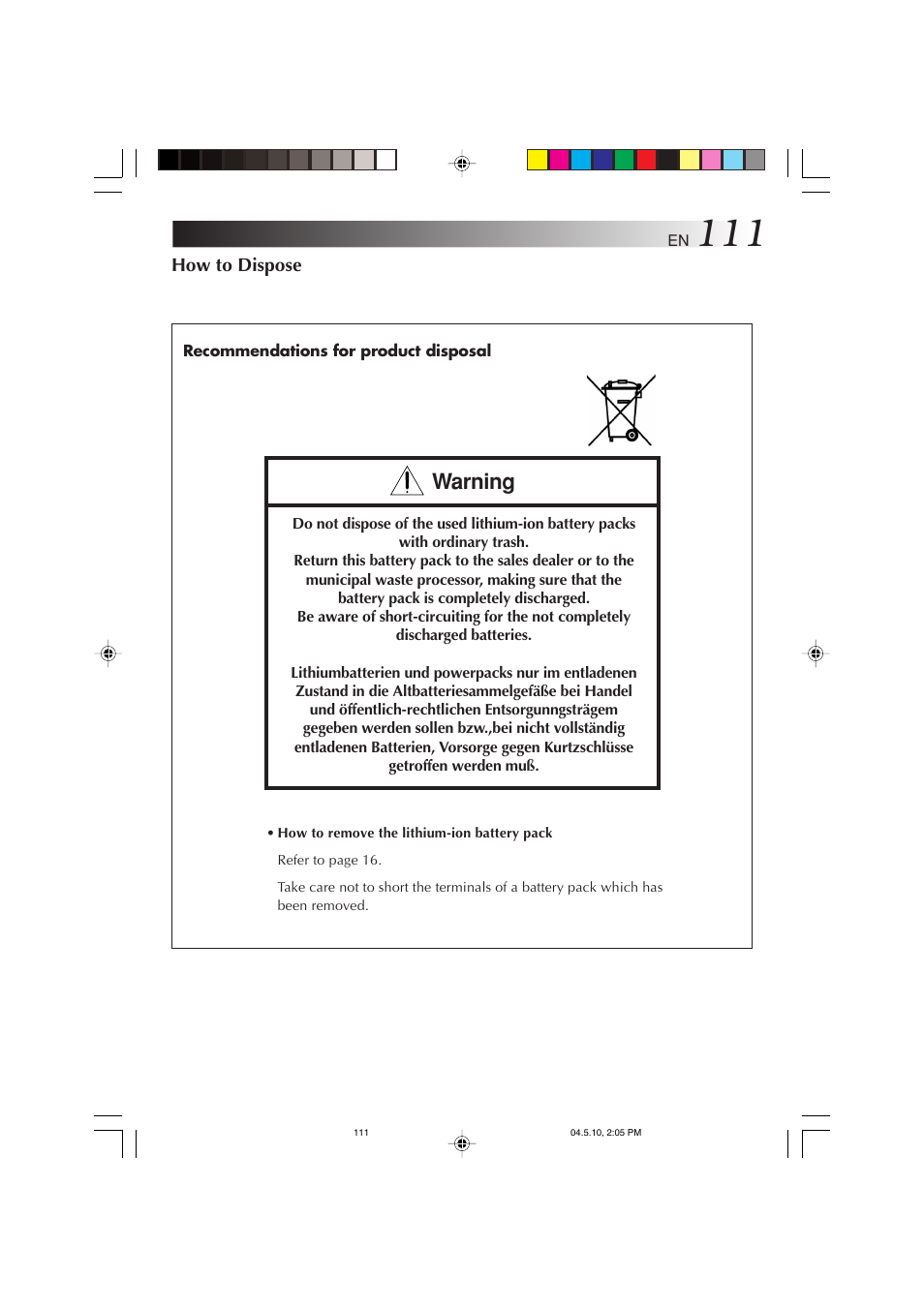 Warning | JVC MP-XV841US User Manual | Page 111 / 114