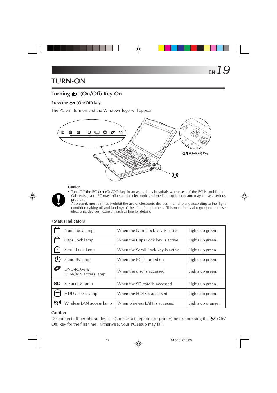 Turn-on, Turning (on/off) key on | JVC MP-XV841US User Manual | Page 19 / 114
