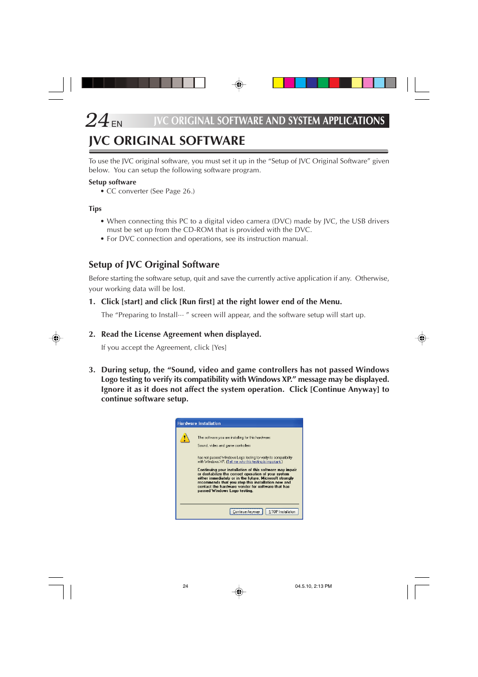 Jvc original software, Jvc original software and system applications | JVC MP-XV841US User Manual | Page 24 / 114