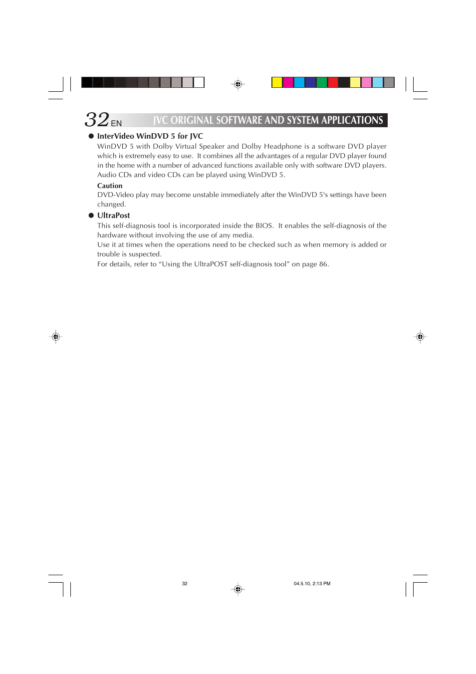 Jvc original software and system applications | JVC MP-XV841US User Manual | Page 32 / 114