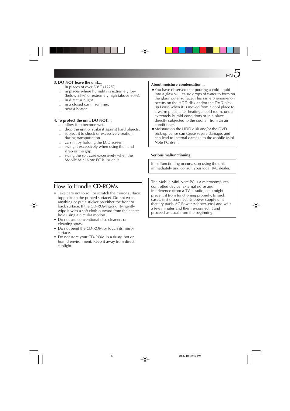 How to handle cd-roms | JVC MP-XV841US User Manual | Page 5 / 114