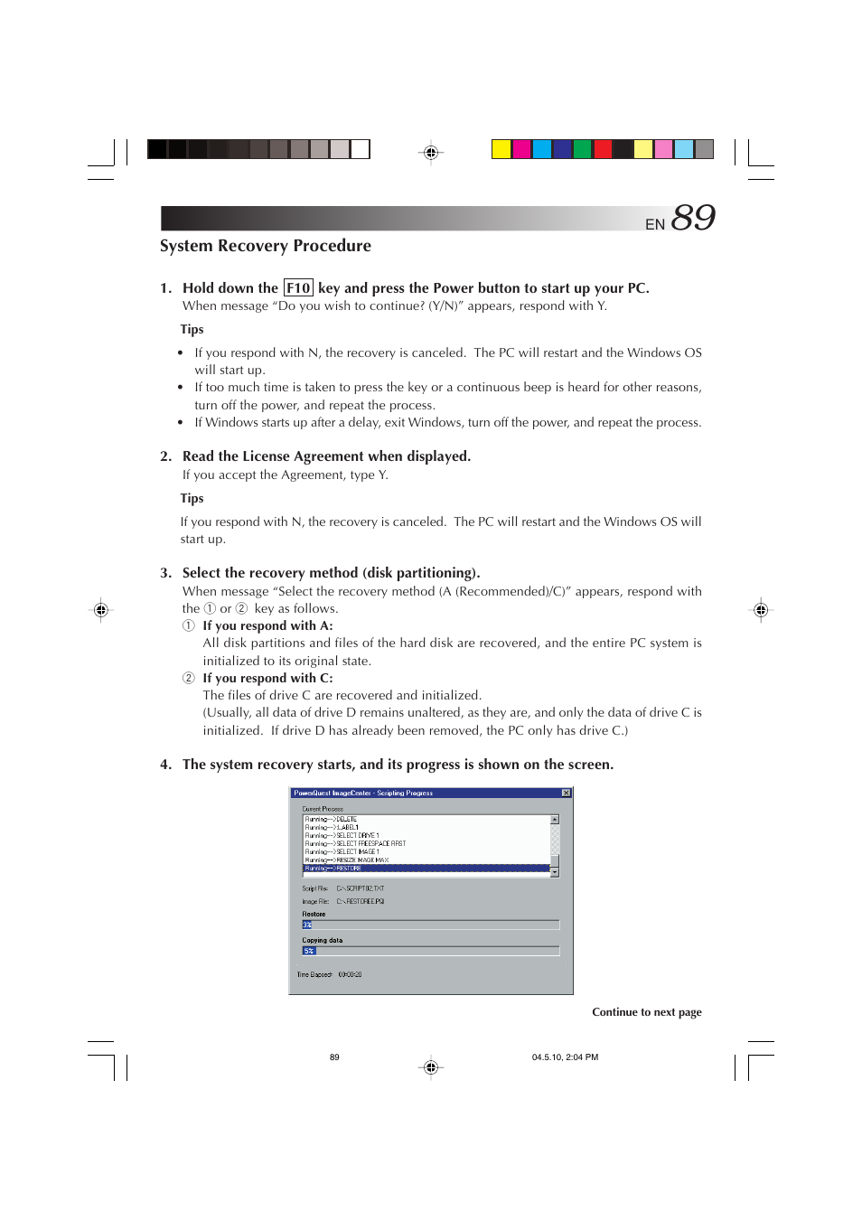 System recovery procedure | JVC MP-XV841US User Manual | Page 89 / 114
