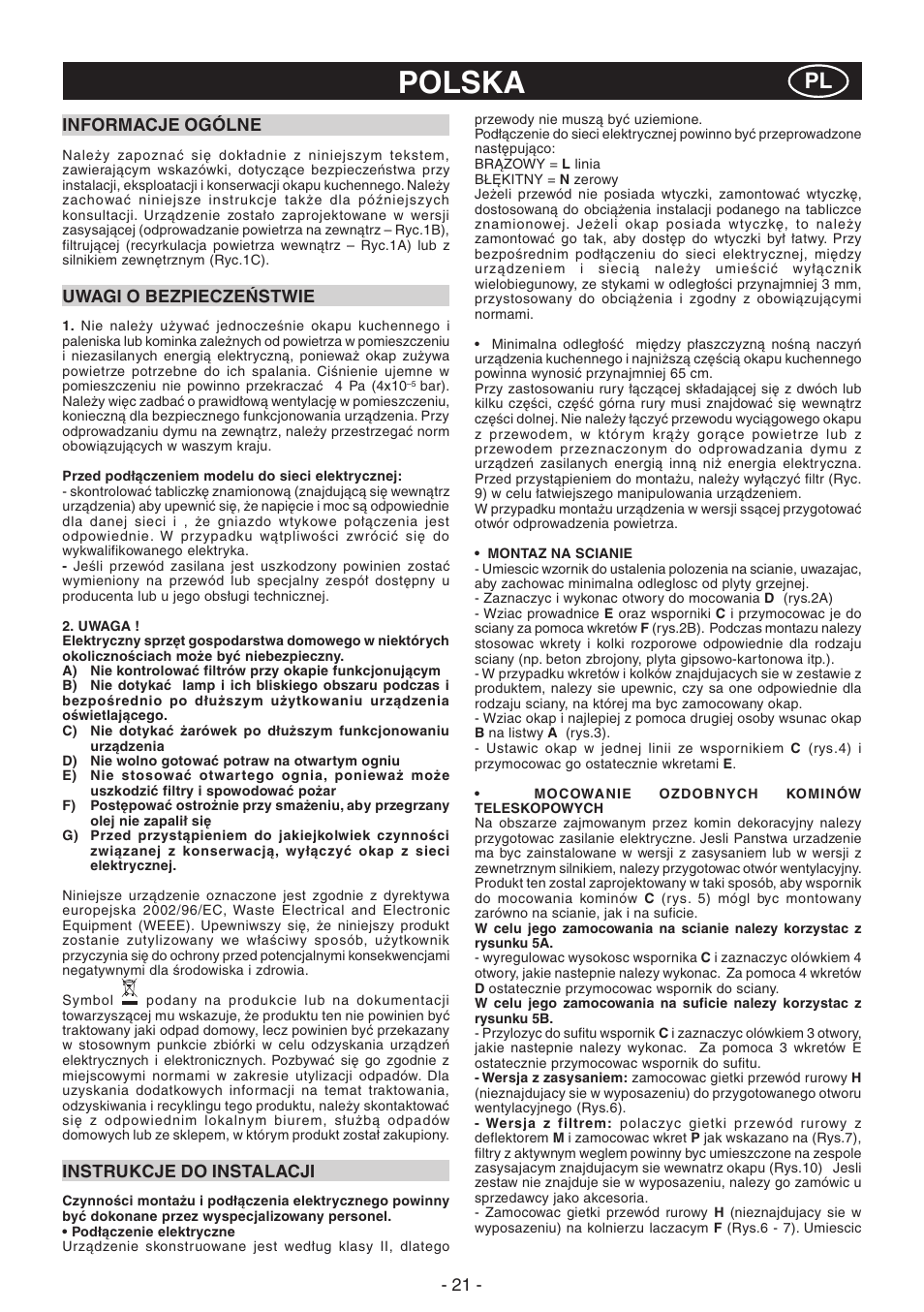 Polska | DeLonghi KCX-AF100X User Manual | Page 21 / 32