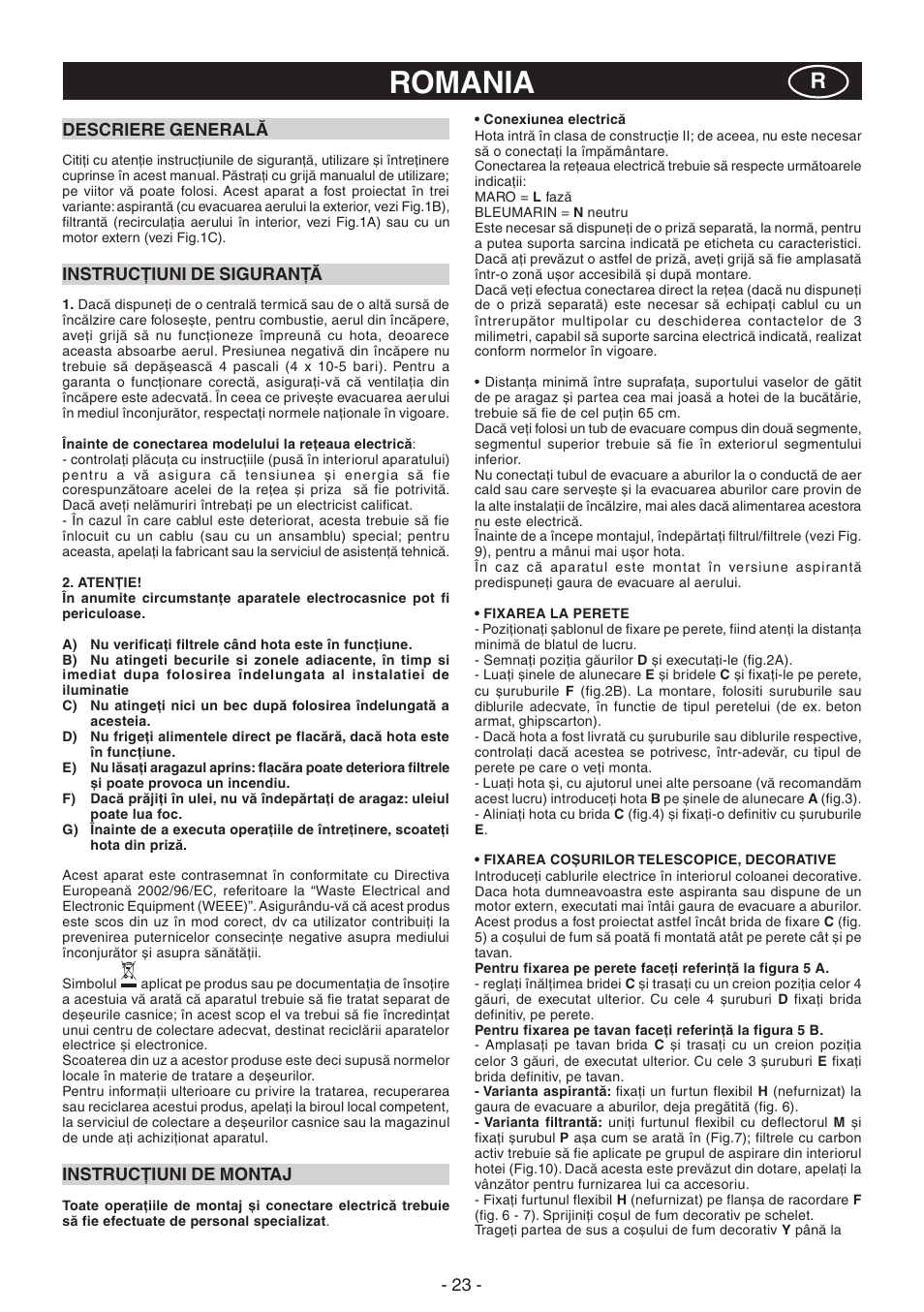 Romania | DeLonghi KCX-AF100X User Manual | Page 23 / 32