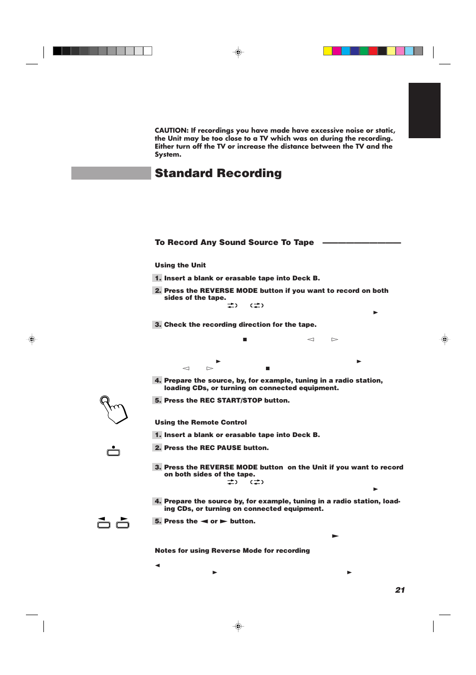 Standard recording | JVC CA-D501T User Manual | Page 25 / 37