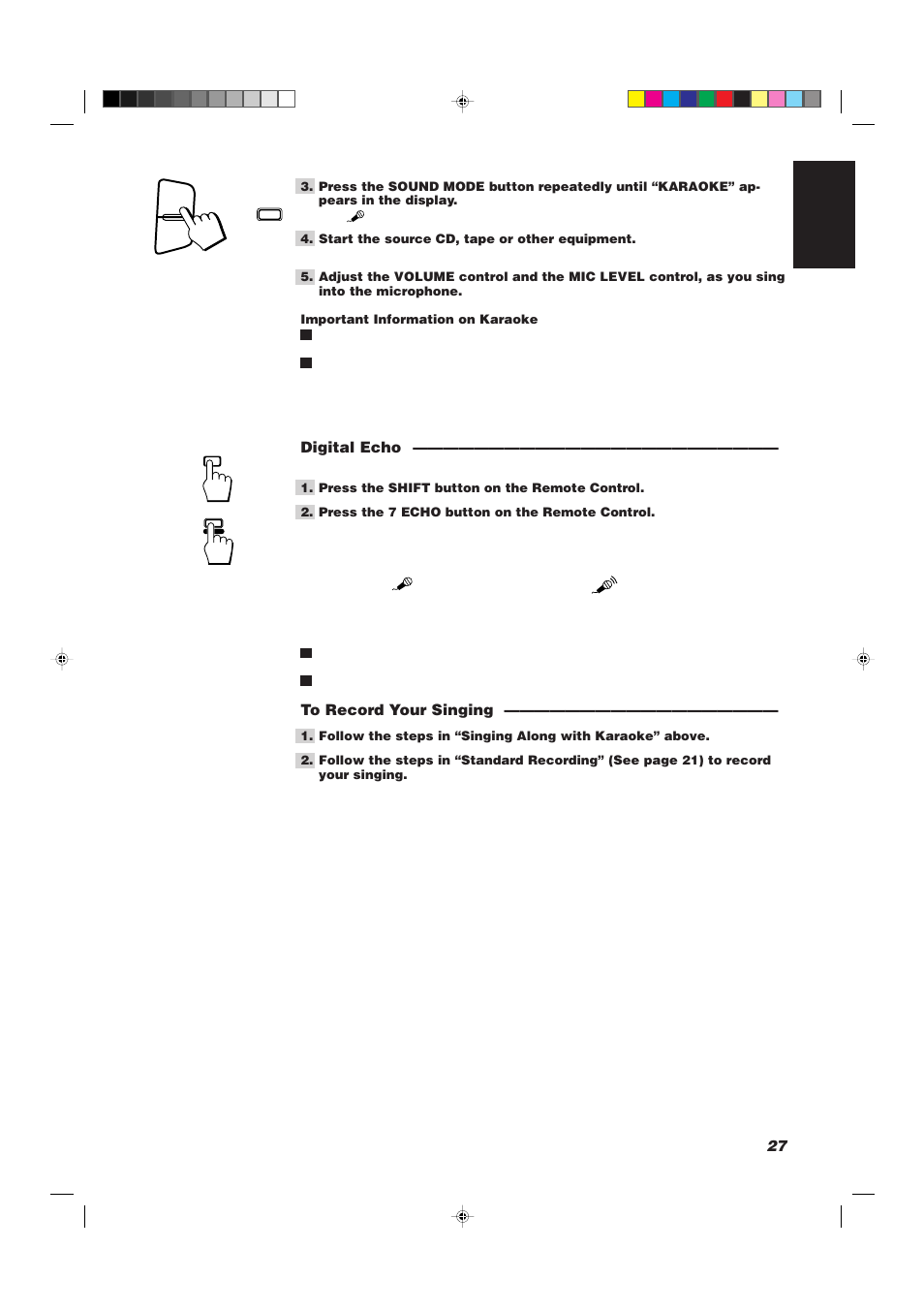 27 english, Digital echo | JVC CA-D501T User Manual | Page 31 / 37