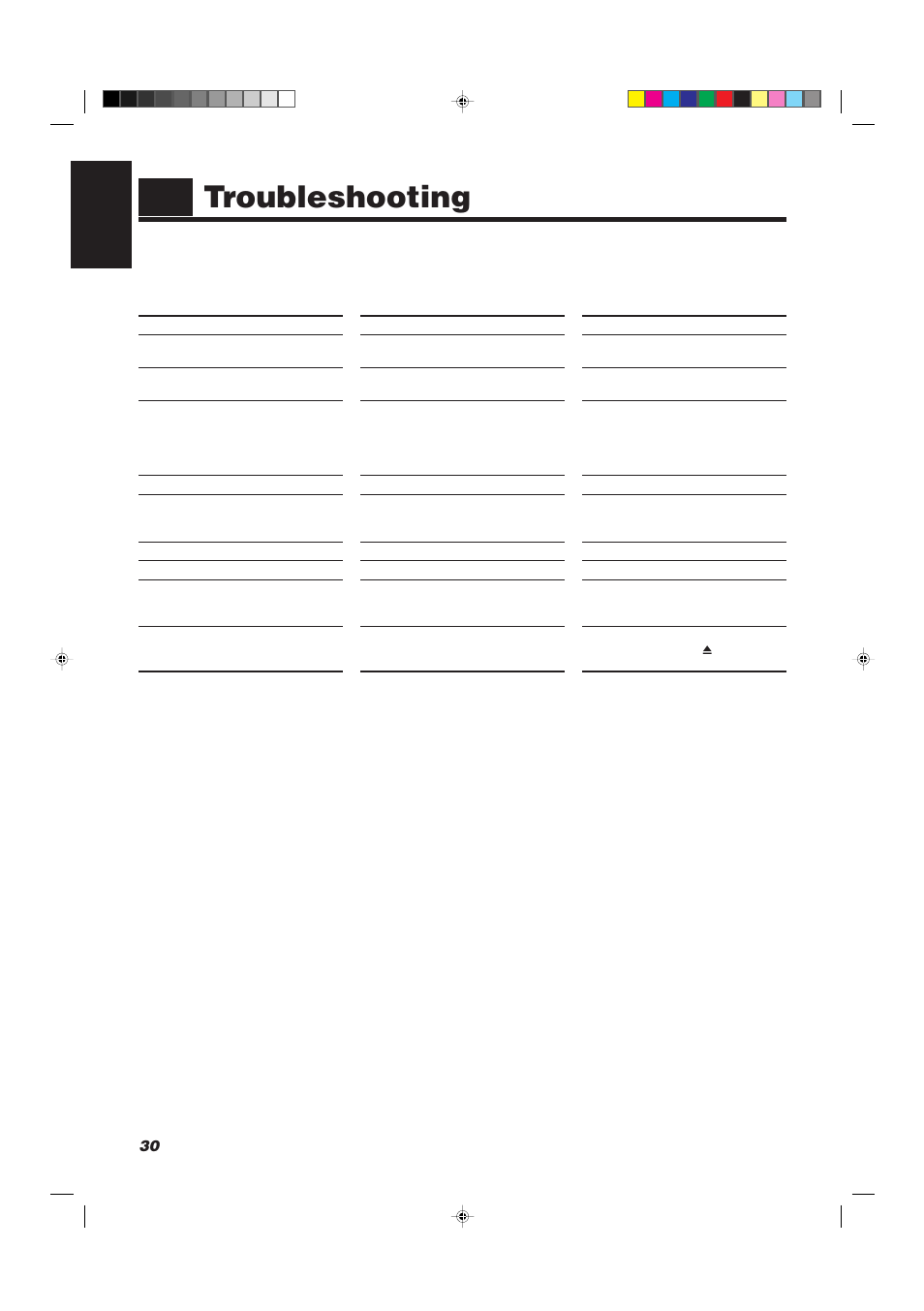 Troubleshooting, 30 english | JVC CA-D501T User Manual | Page 34 / 37