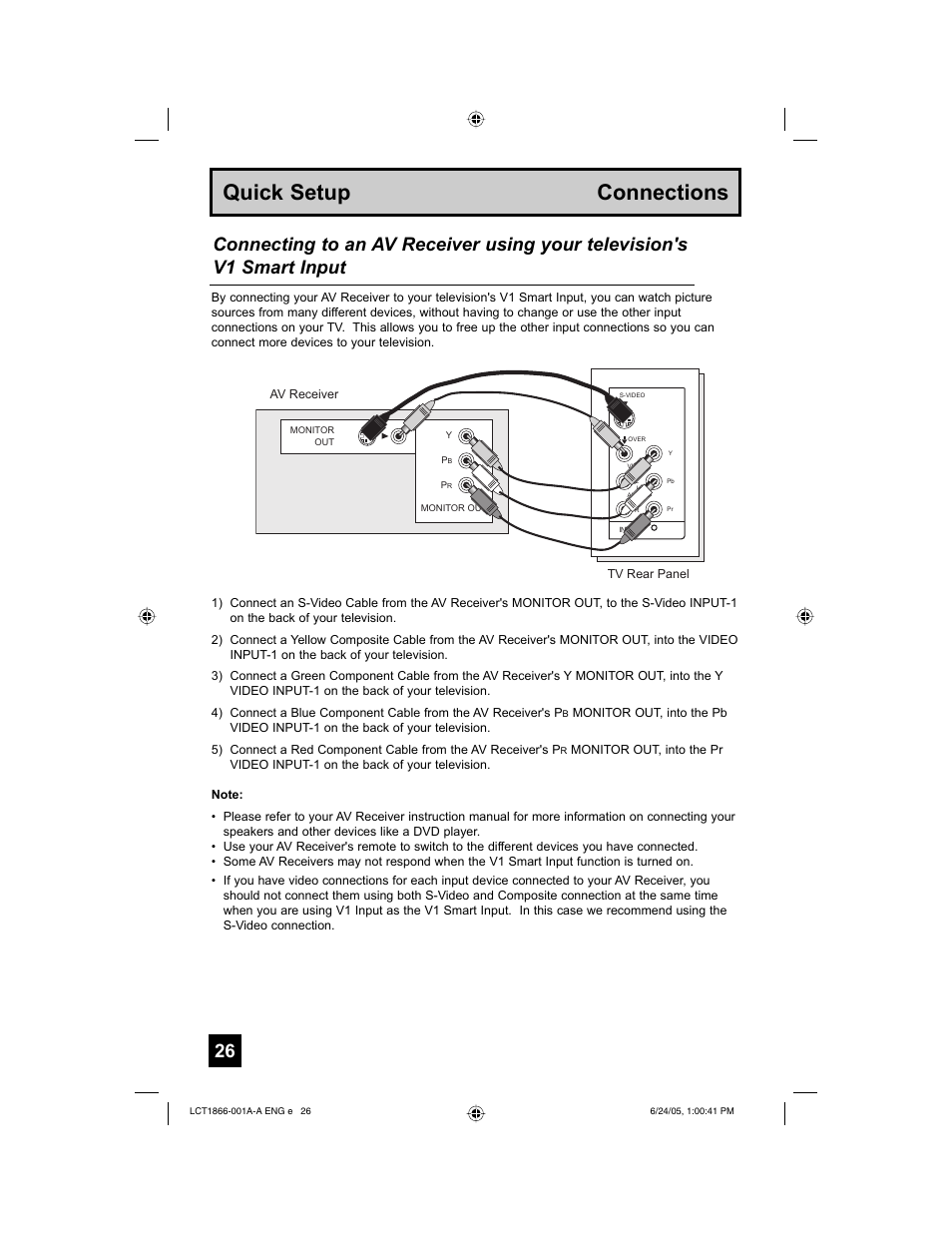 Quick setup connections | JVC HD-52G786 User Manual | Page 26 / 97