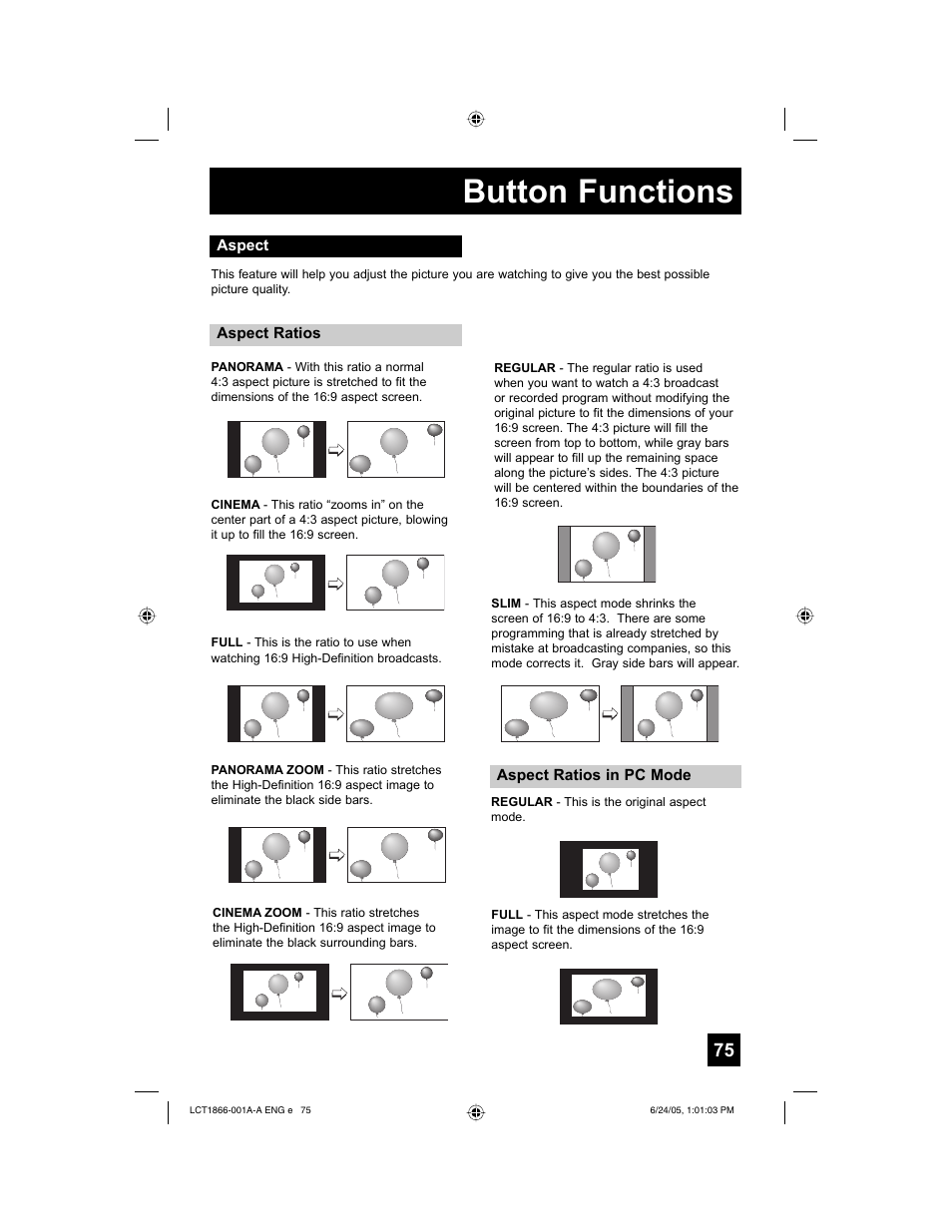 Button functions | JVC HD-52G786 User Manual | Page 75 / 97