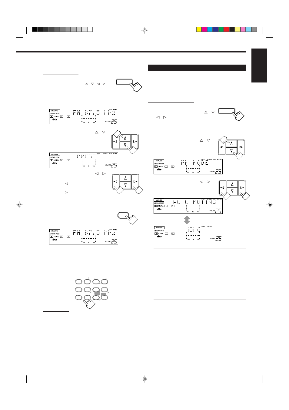 English, Press fm/am to select the band, Press fm/am | Press 10 keys to select a preset channel number | JVC RX-6100VBK User Manual | Page 19 / 38