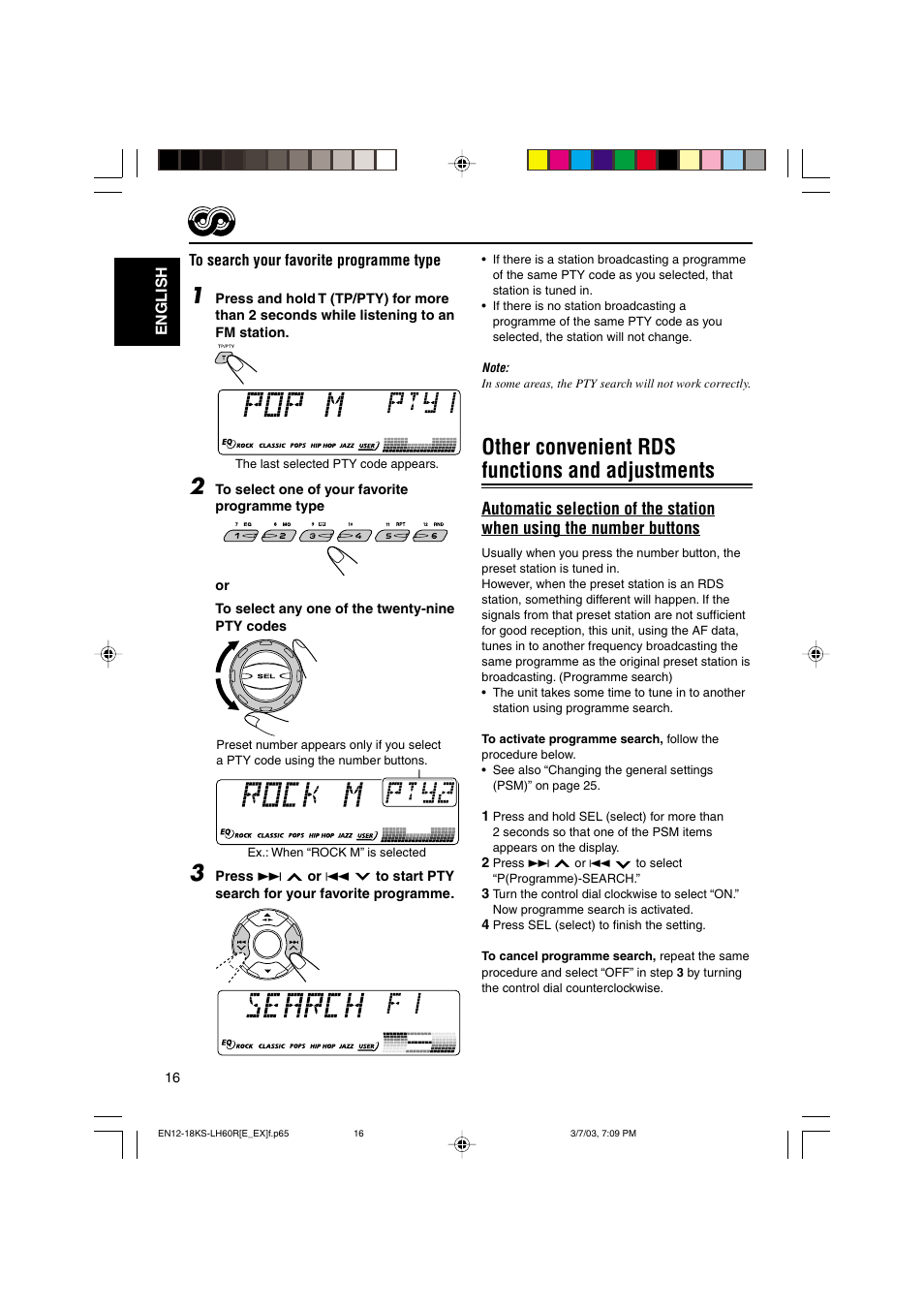 Other convenient rds functions and adjustments | JVC KS-LH60R User Manual | Page 16 / 48