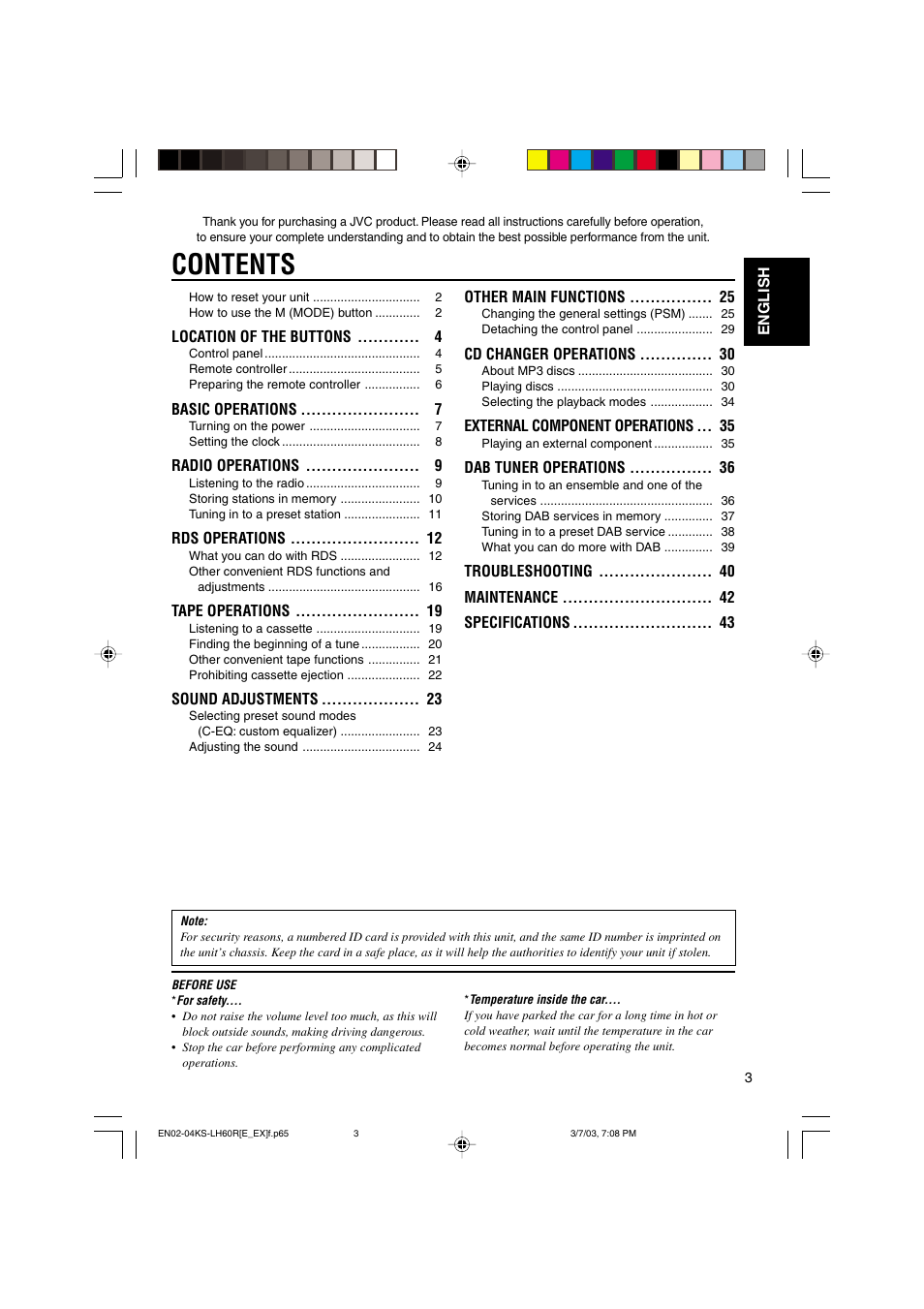 JVC KS-LH60R User Manual | Page 3 / 48