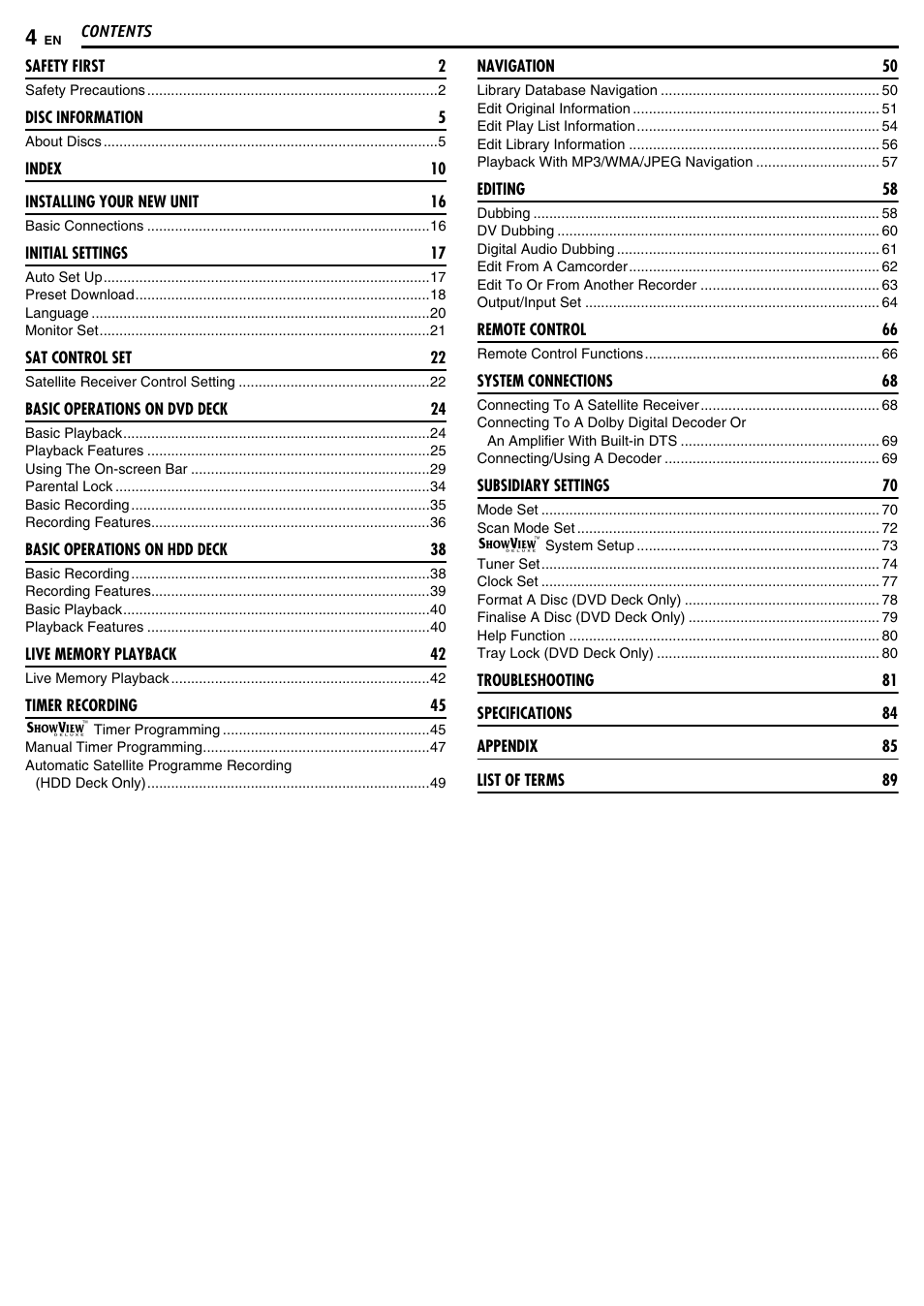 JVC DR-MH50S User Manual | Page 4 / 92