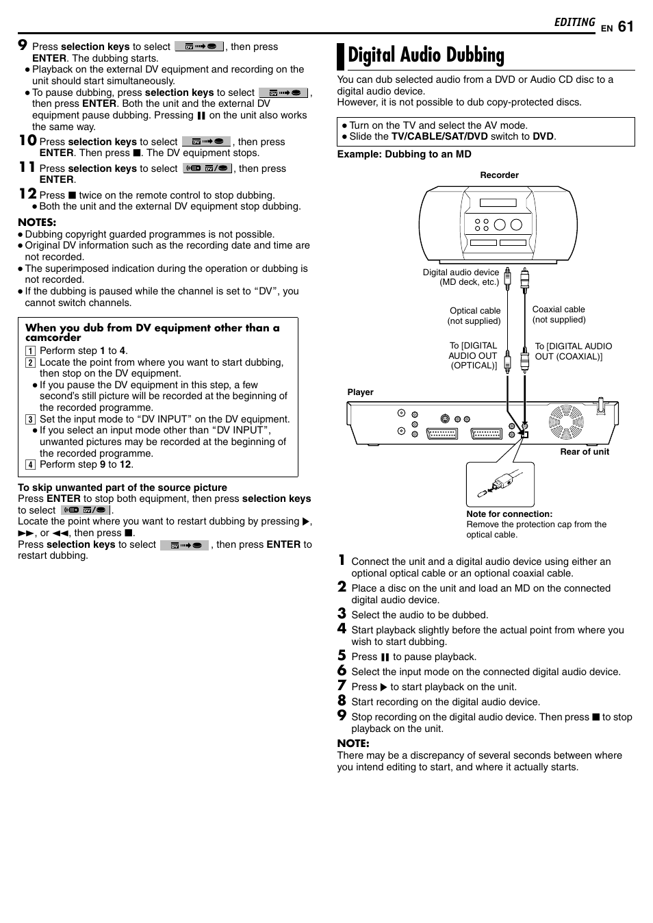 Digital audio dubbing | JVC DR-MH50S User Manual | Page 61 / 92