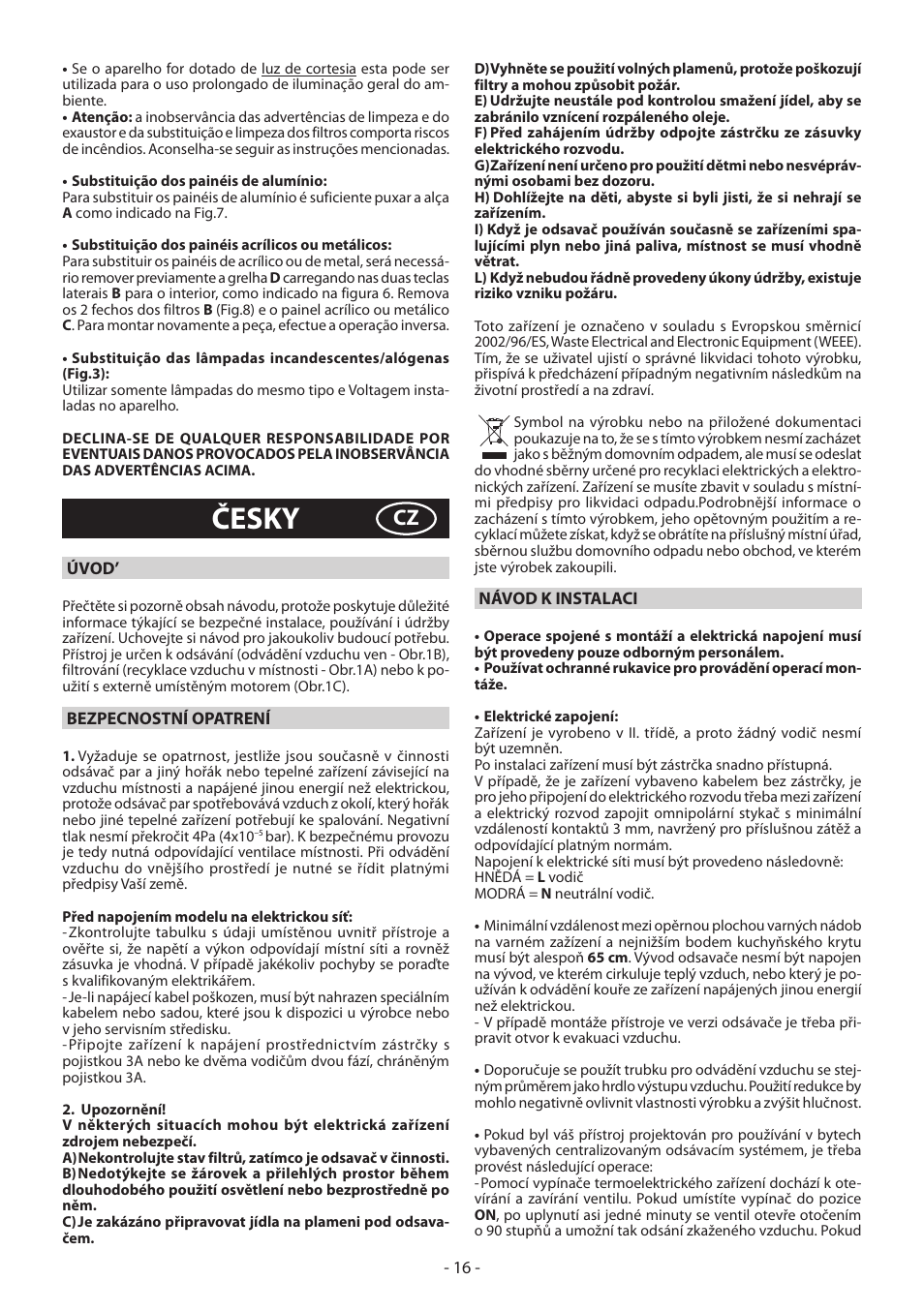 Česky | DeLonghi KD-LA60 User Manual | Page 16 / 32
