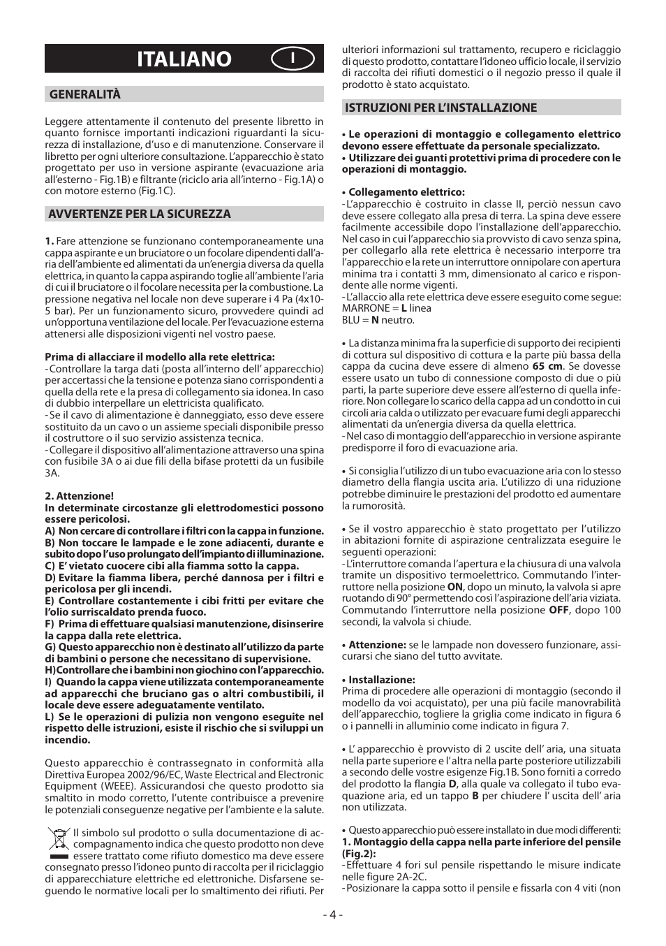 Italiano | DeLonghi KD-LA60 User Manual | Page 4 / 32